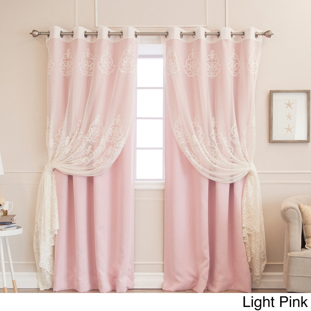 Aurora Home Mix & Match Agatha Sheer and Blackout 4 Piece Curtain Set