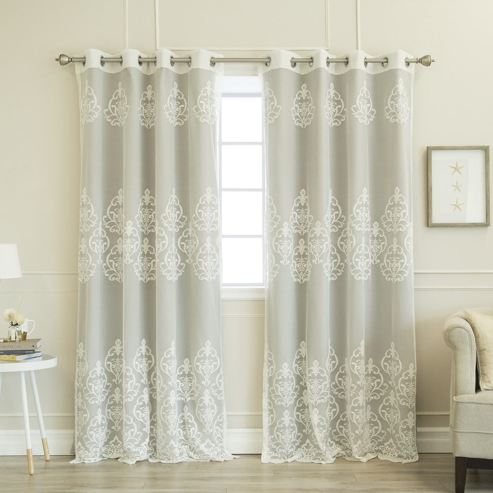 Aurora Home Mix & Match Agatha Sheer and Blackout 4 Piece Curtain Set