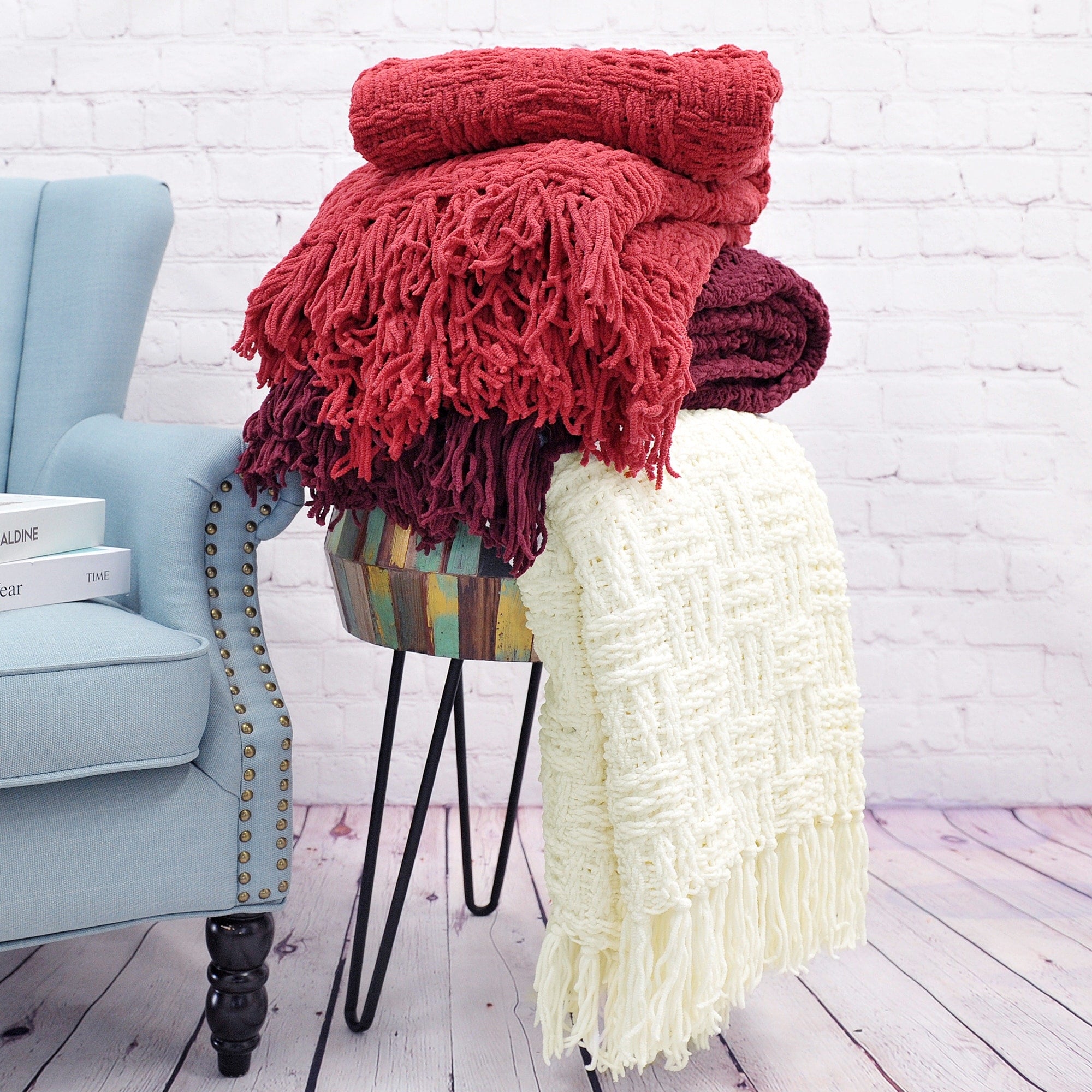 Cable Knitted Couch Cover Throw Blanket