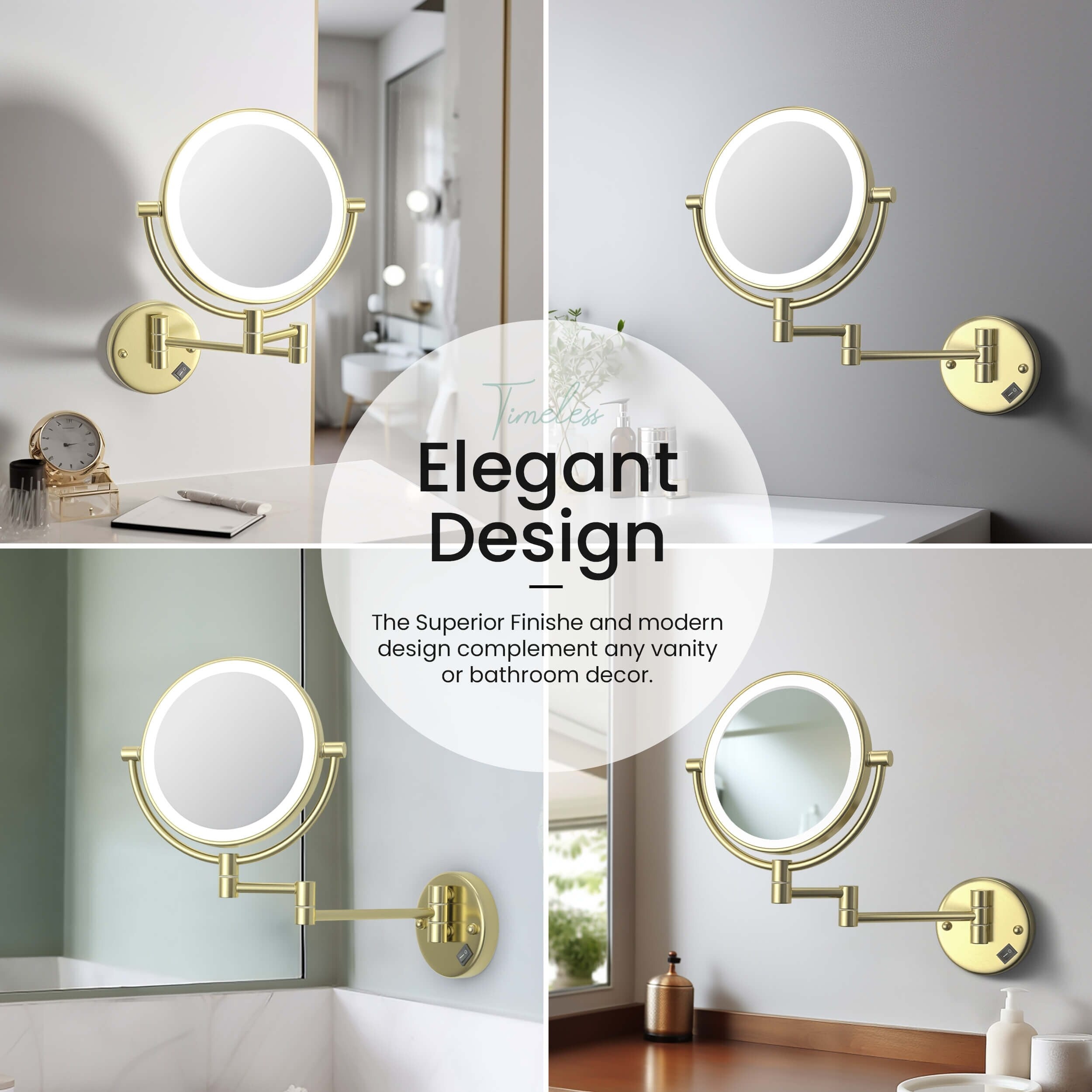 Circular LED Wall Mount Magnifying Make Up Mirror