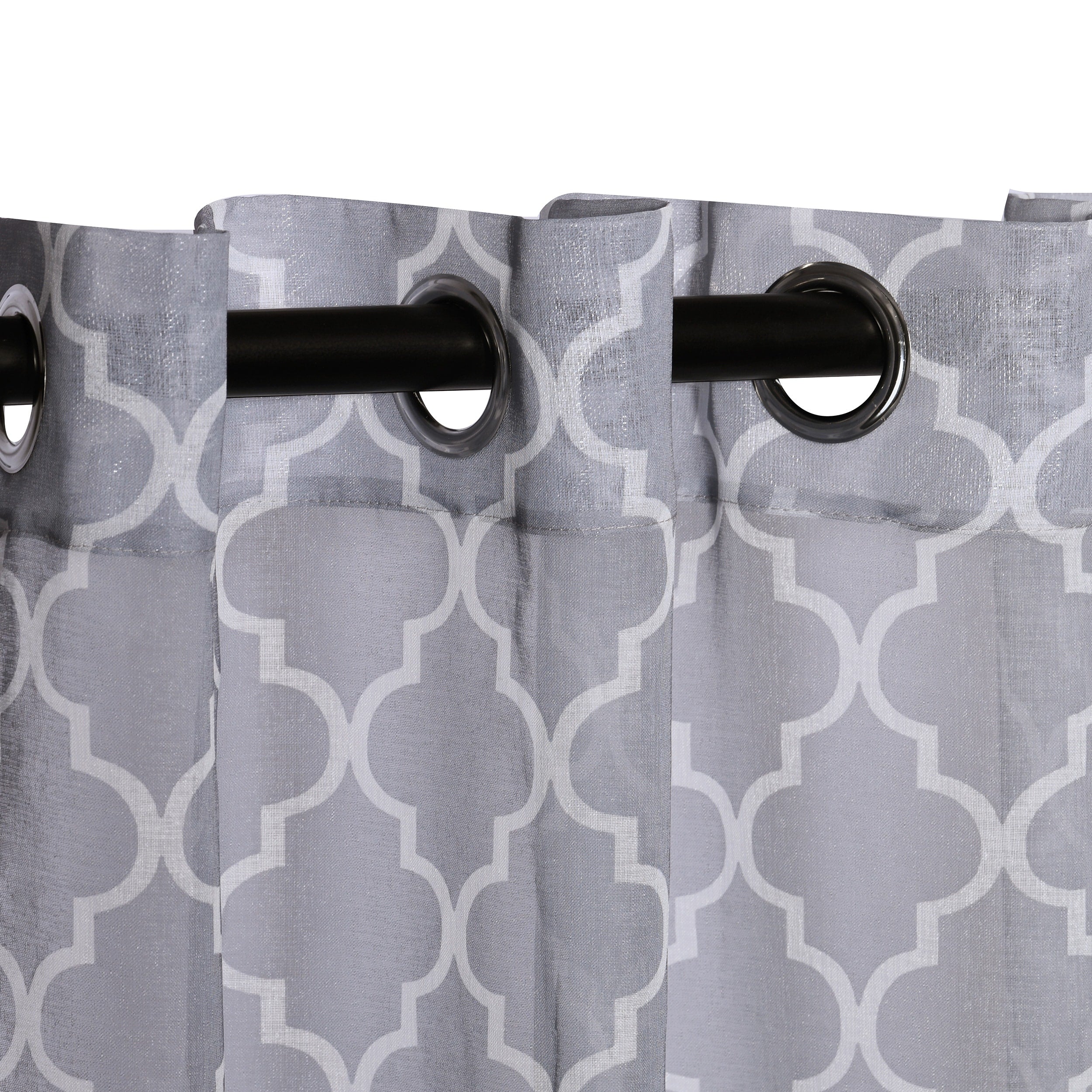 Superior Printed Trellis Sheer Grommet Curtain Panel - (Set of 2)