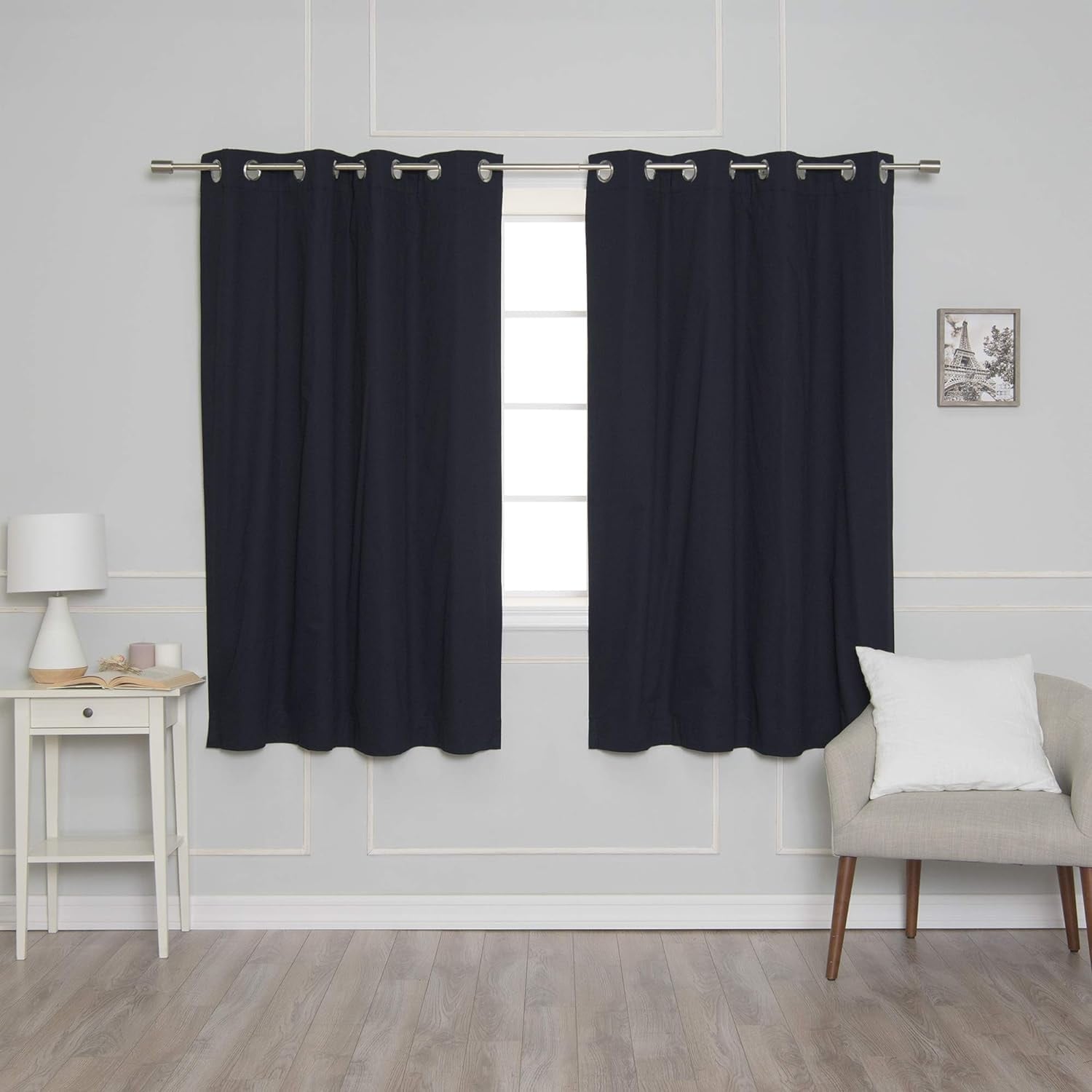 Aurora Home Solid Cotton Blend Blackout Curtain Set of 2