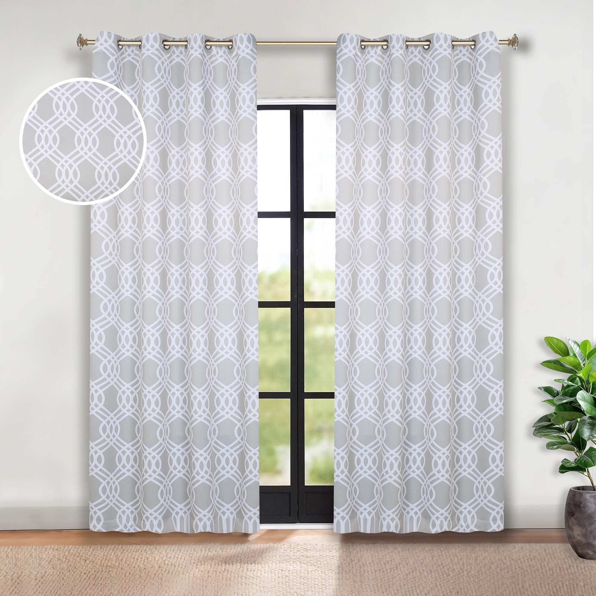 Superior Ribbon Washable Room Darkening Curtains, Set of 2 Panels