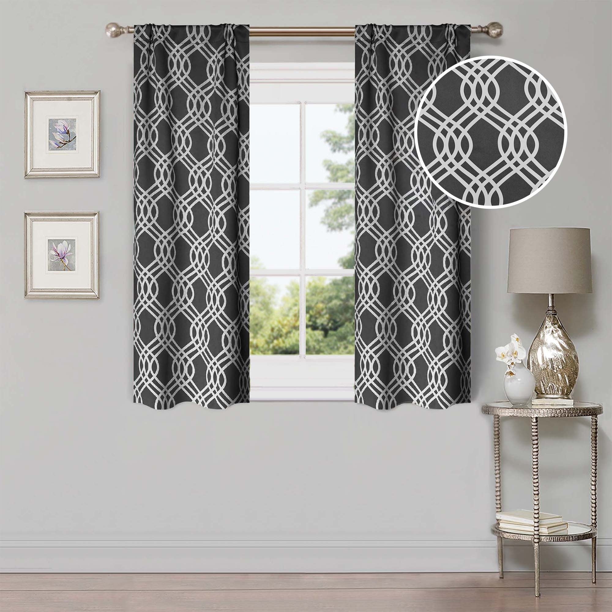 Superior Ribbon Washable Room Darkening Curtains, Set of 2 Panels