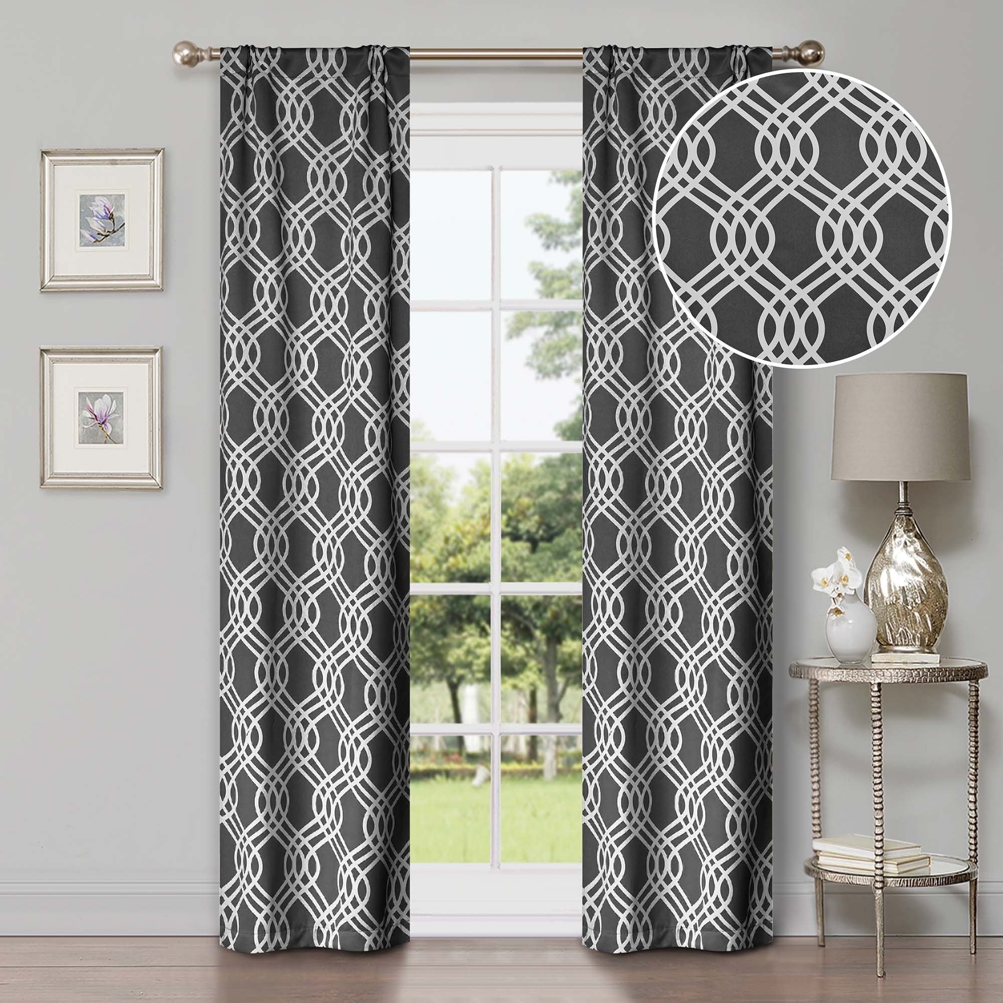 Superior Ribbon Washable Room Darkening Curtains, Set of 2 Panels