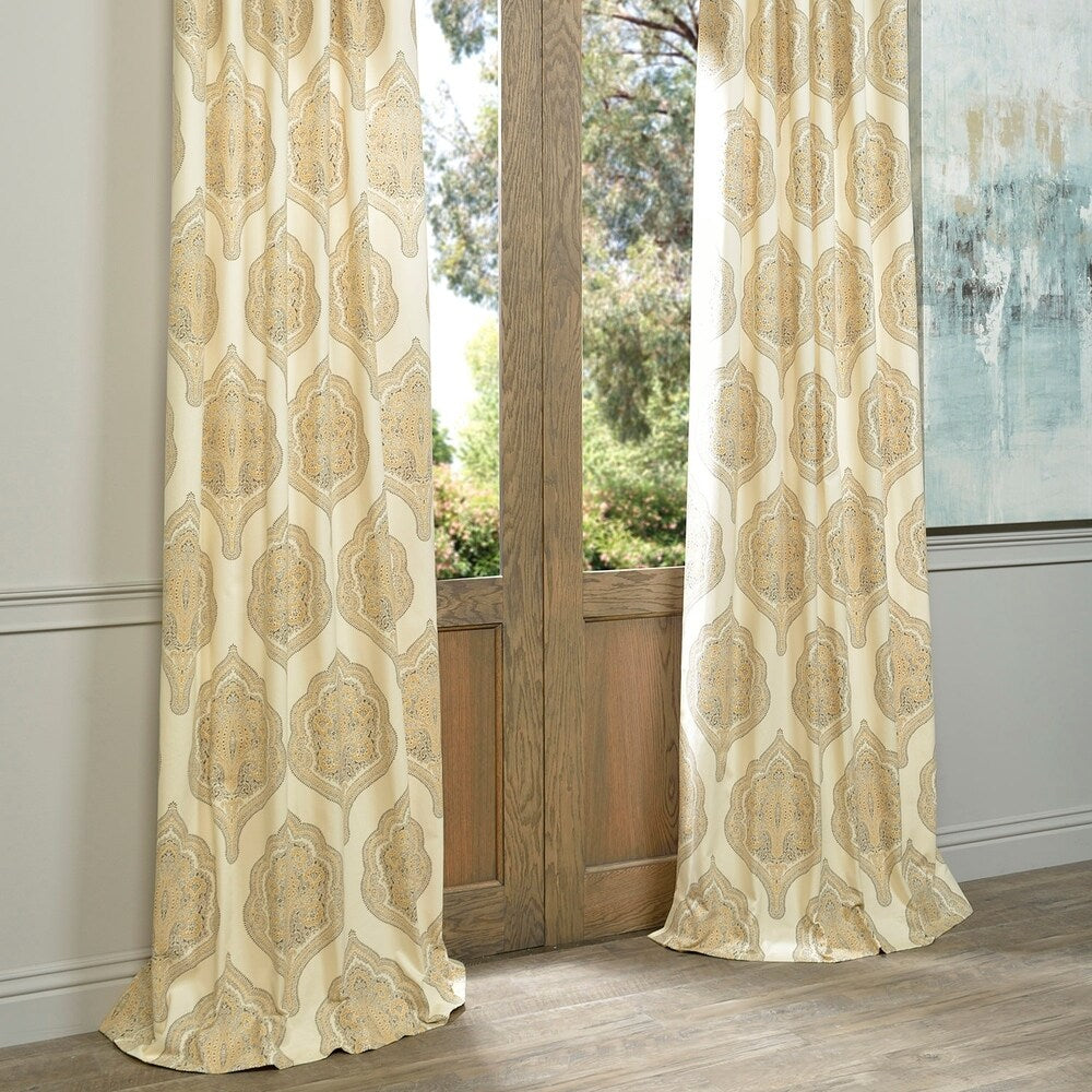 Exclusive Fabrics Arabesque Printed Cotton Twill Curtain (1 Panel)