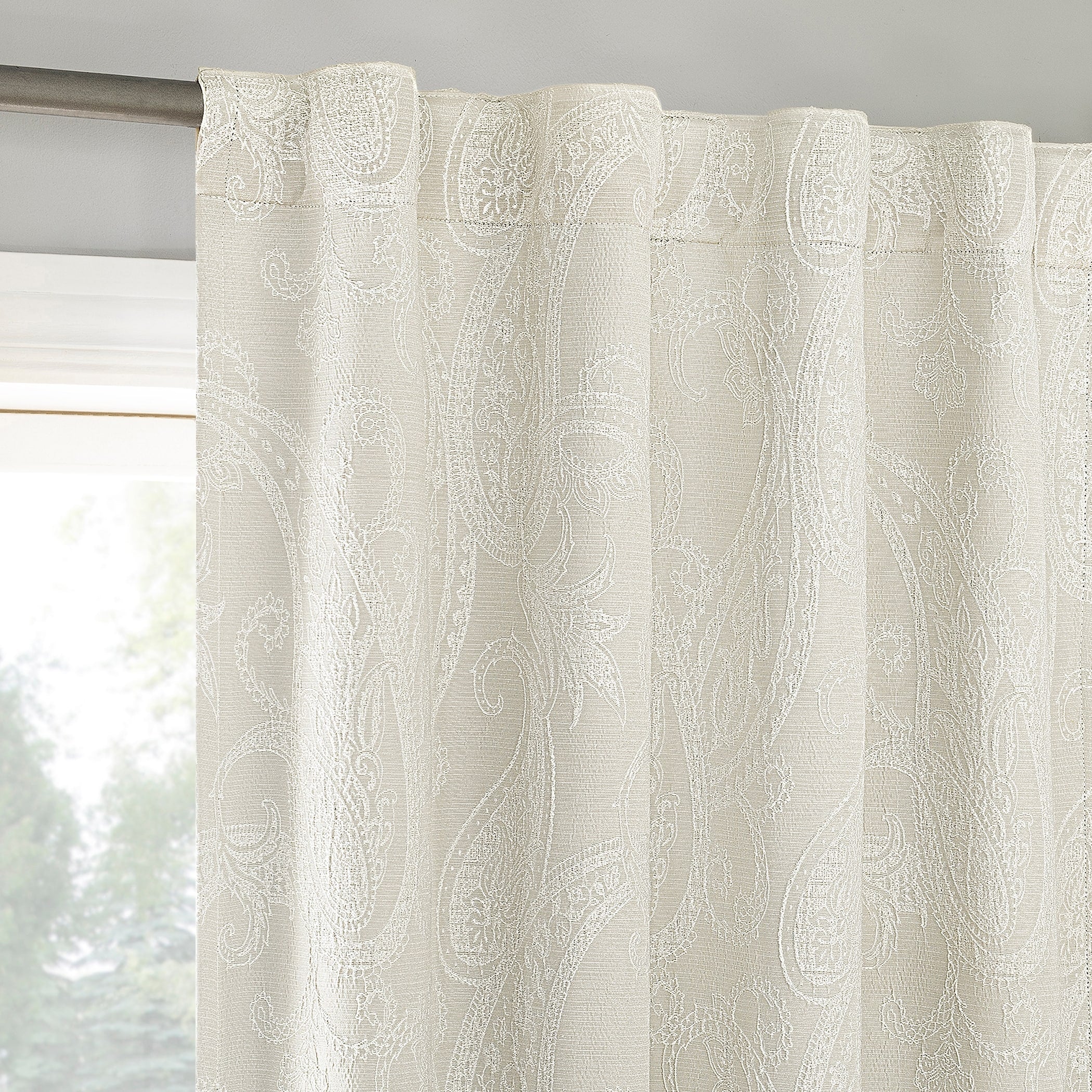 Sun Zero Pedra Paisley Embroidery Total Blackout Back Tab Curtain Panel, Single Panel