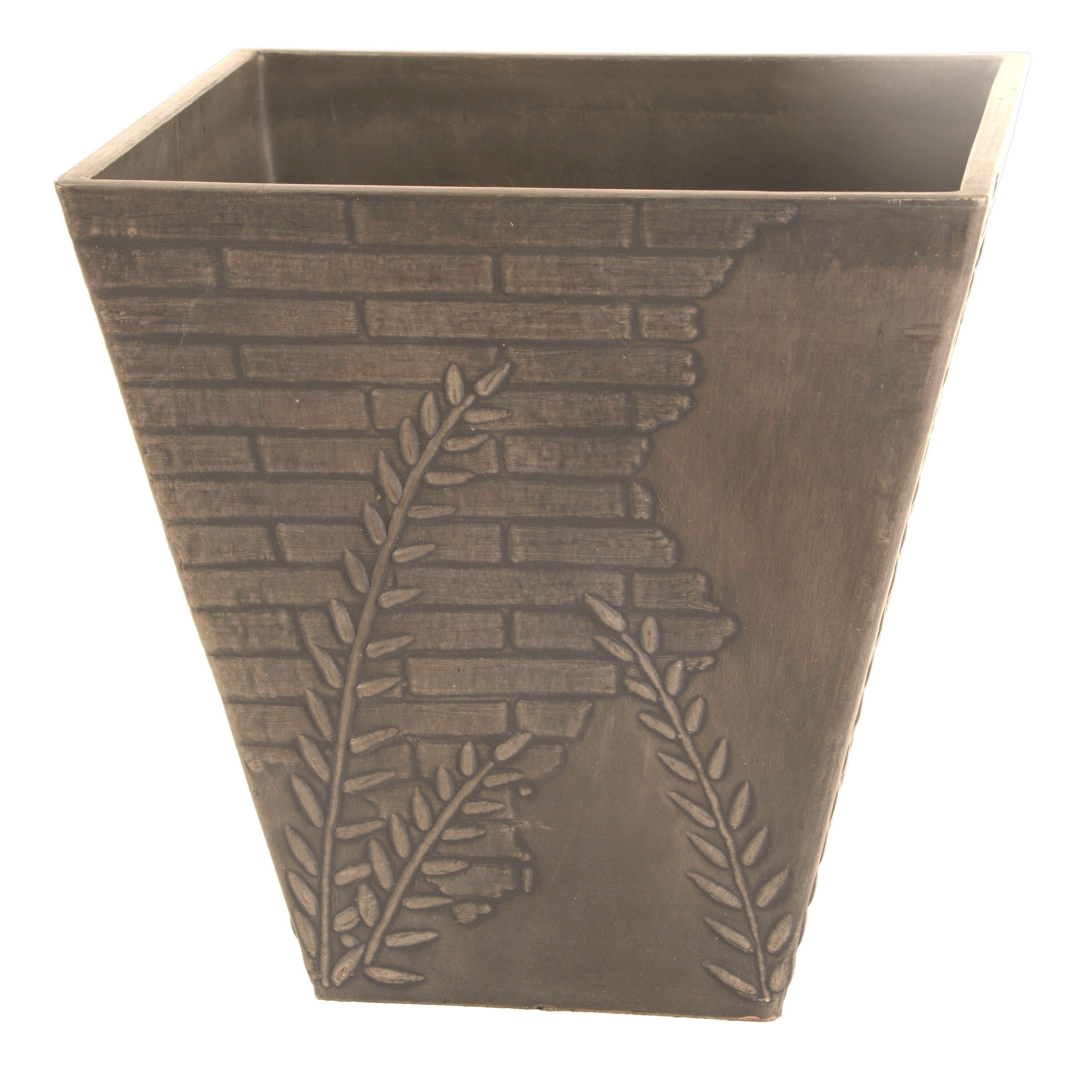 Fern Brick Square 11.8 in. L x 11.8 in. W x 11.8 in. H Indoor/Outdoor Resin Decorative Planter (2-Pack)