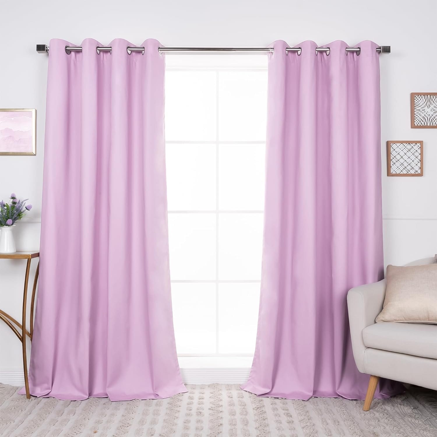 Aurora Home Solid Cotton Blend Blackout Curtain Set of 2