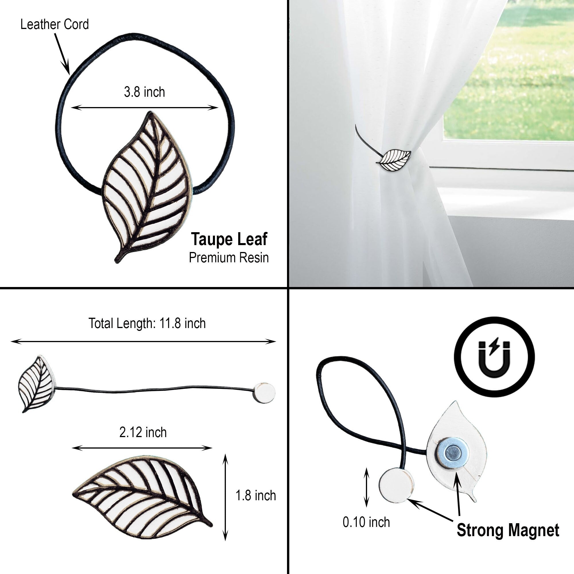 Magnetic Curtain Tieback - Stylish Leaf Design in Resin