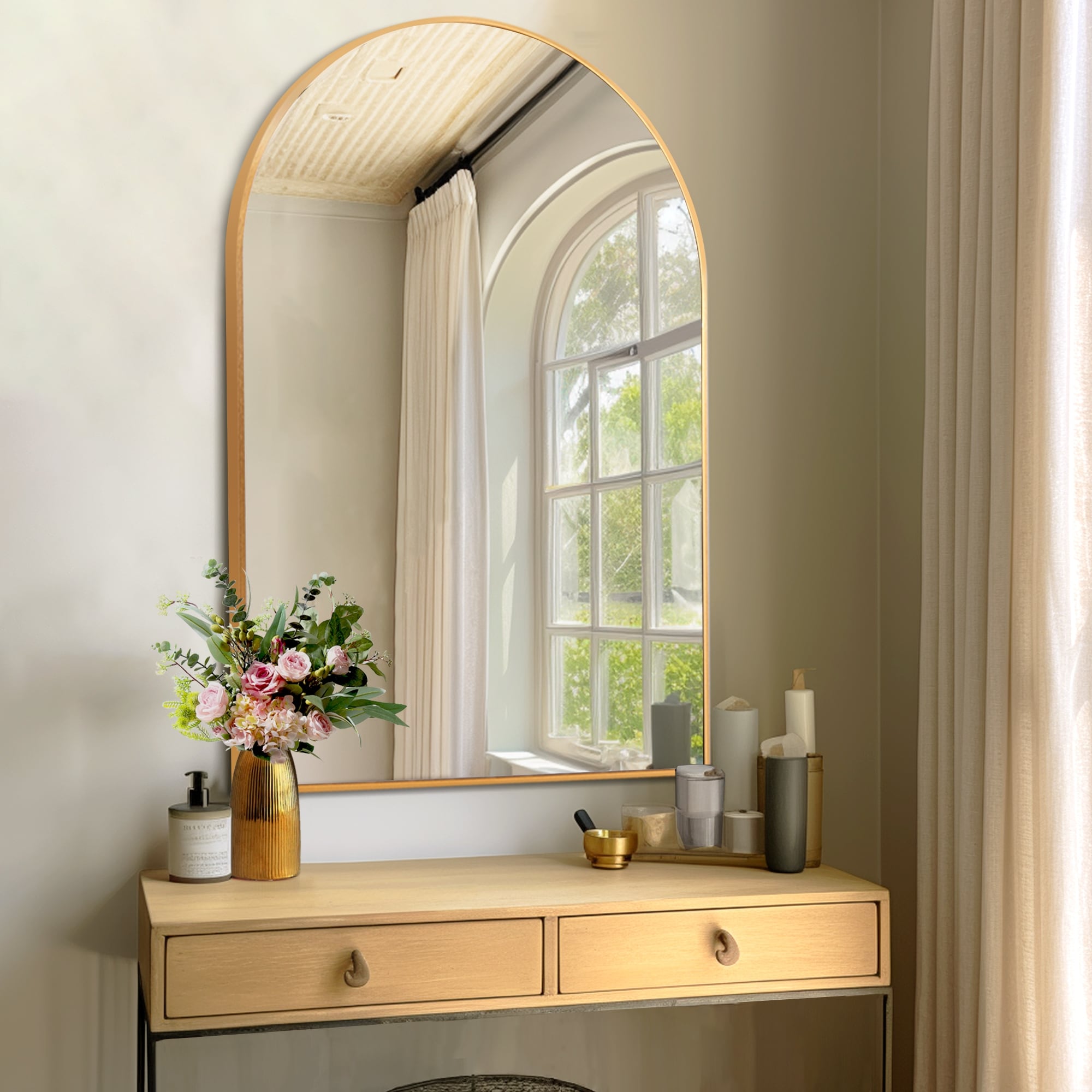 35.9x 23.9Arched Bathroom Mirror,Wall Mounted Mirror,Vanity Mirror,for Bedroom,Entryway