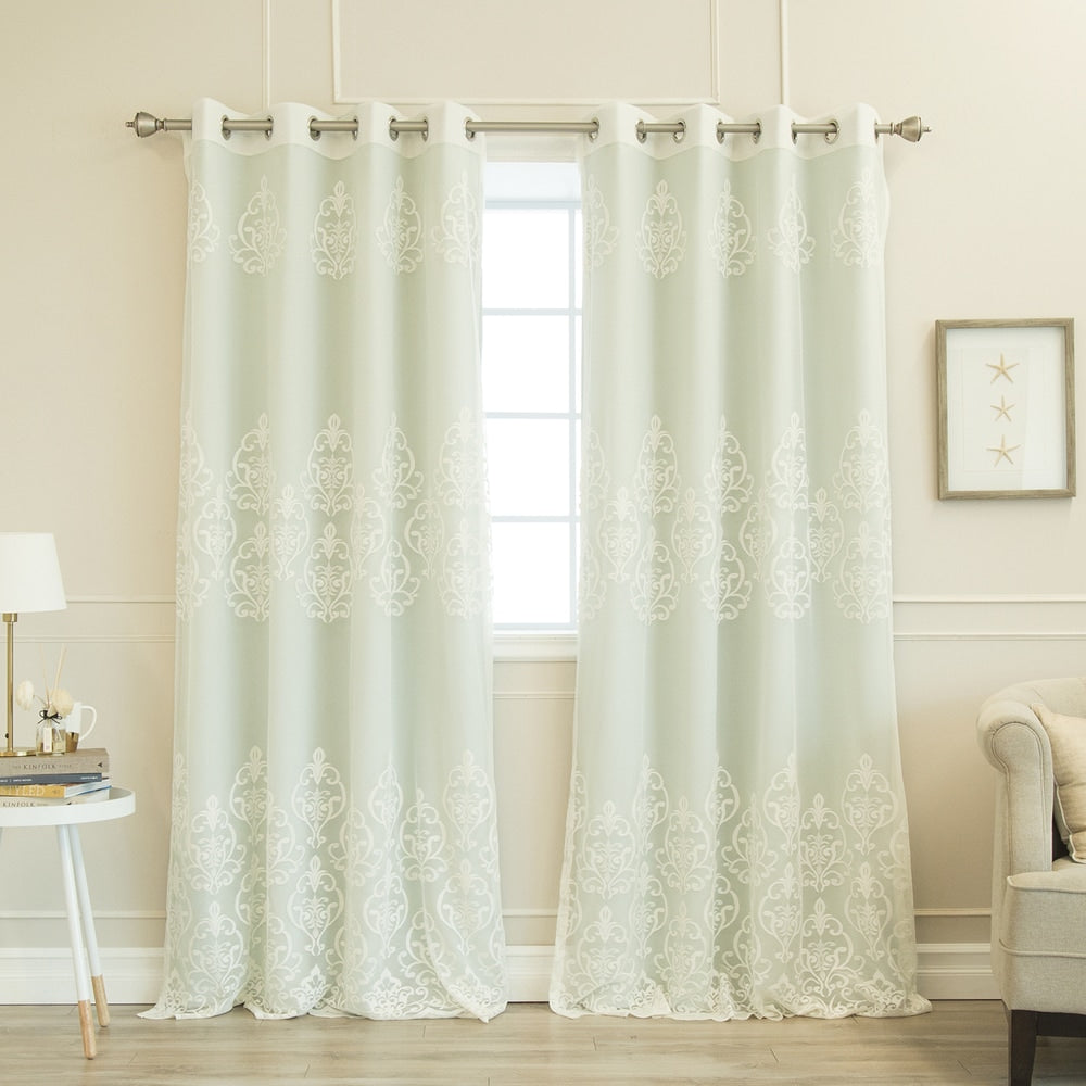 Aurora Home Mix & Match Agatha Sheer and Blackout 4 Piece Curtain Set