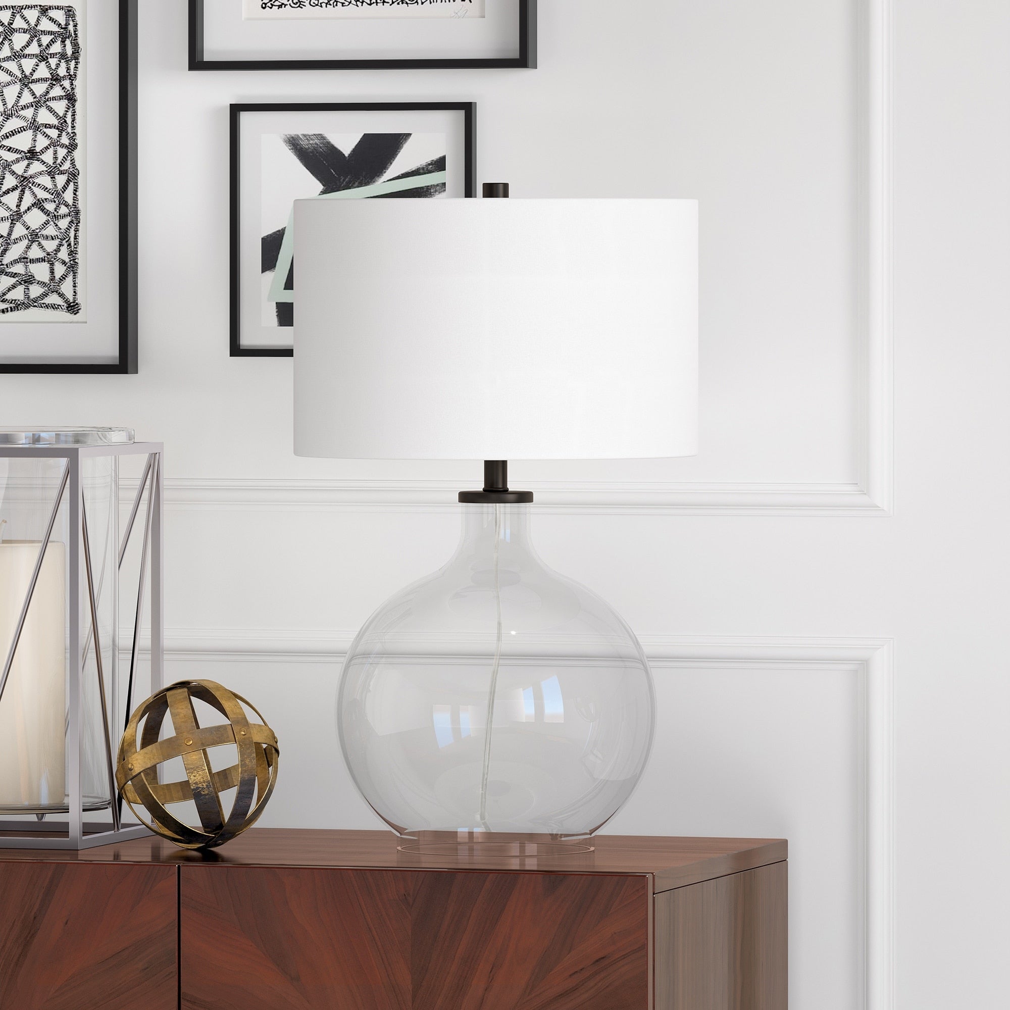 Laelia Clear Glass Table Lamp with Brass Accents