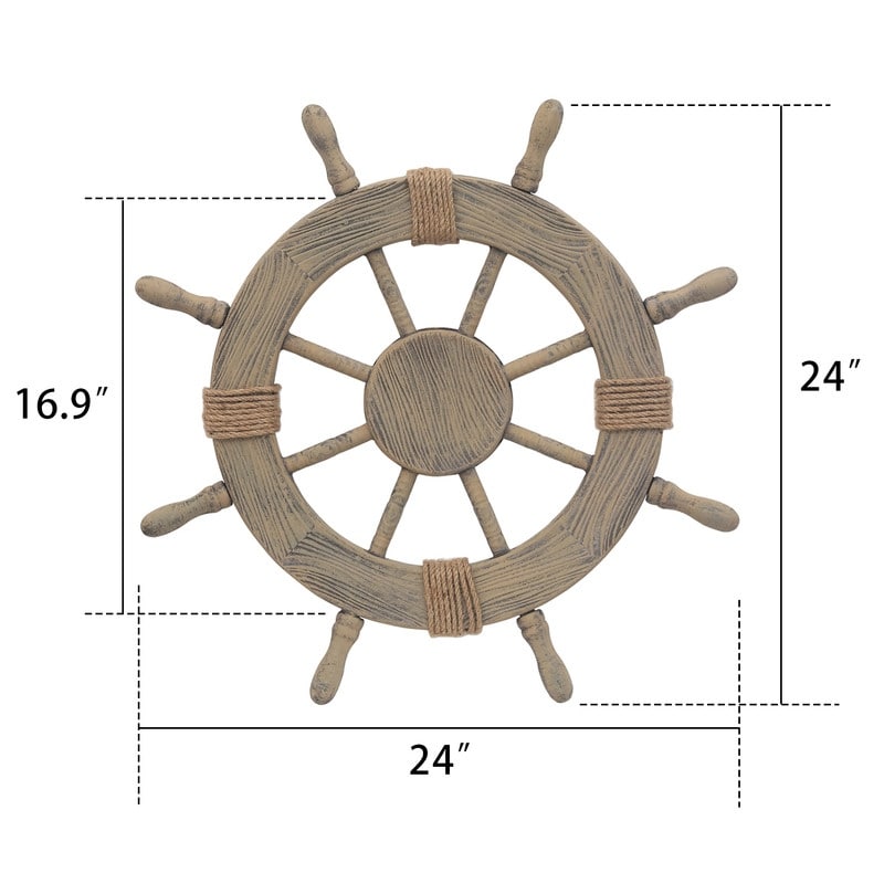 Adeco Large Marine Ship Wheel Nautical Decor