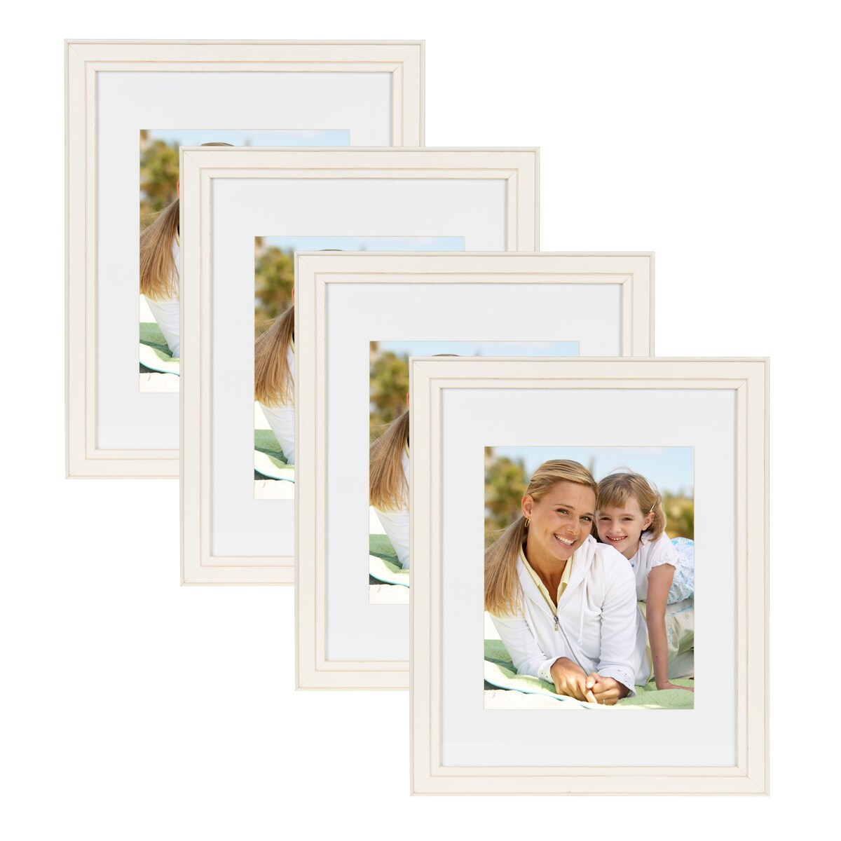 DesignOvation Kieva 11x14 matted to 8x10 Wood Picture Frame, Set of 4