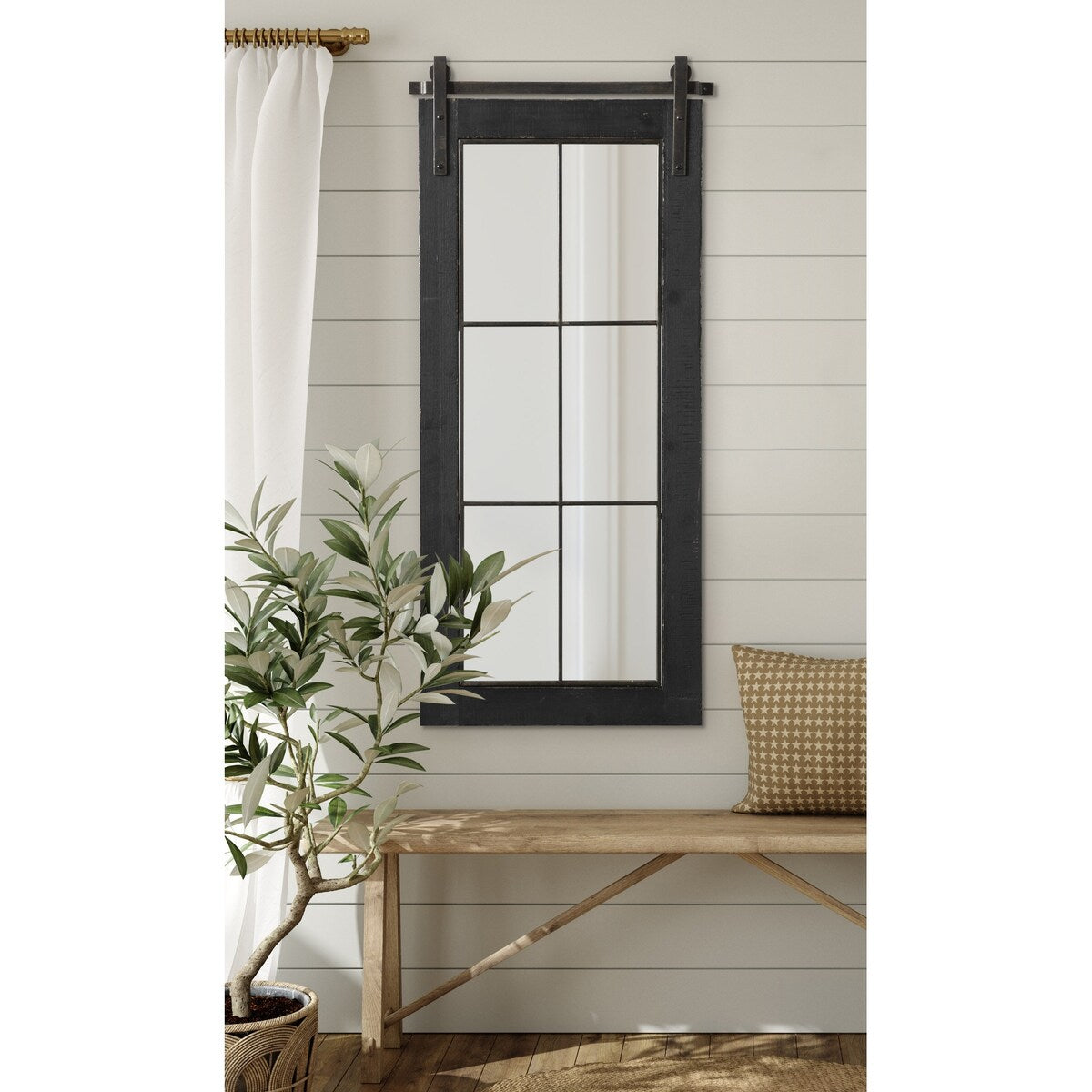 Kate and Laurel Cates Windowpane Framed Wall Mirror