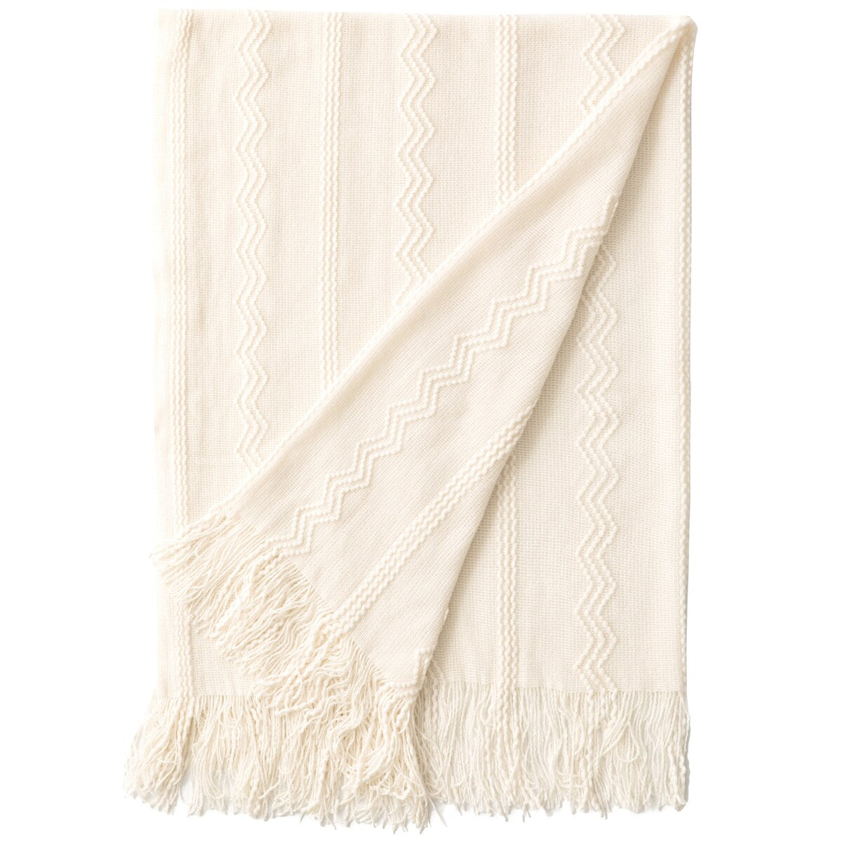 Decorative Throw Blanket - 50x60in Soft Knit with Delightful Fringe Edges for a Sophisticated and Cozy Touch to Your Home