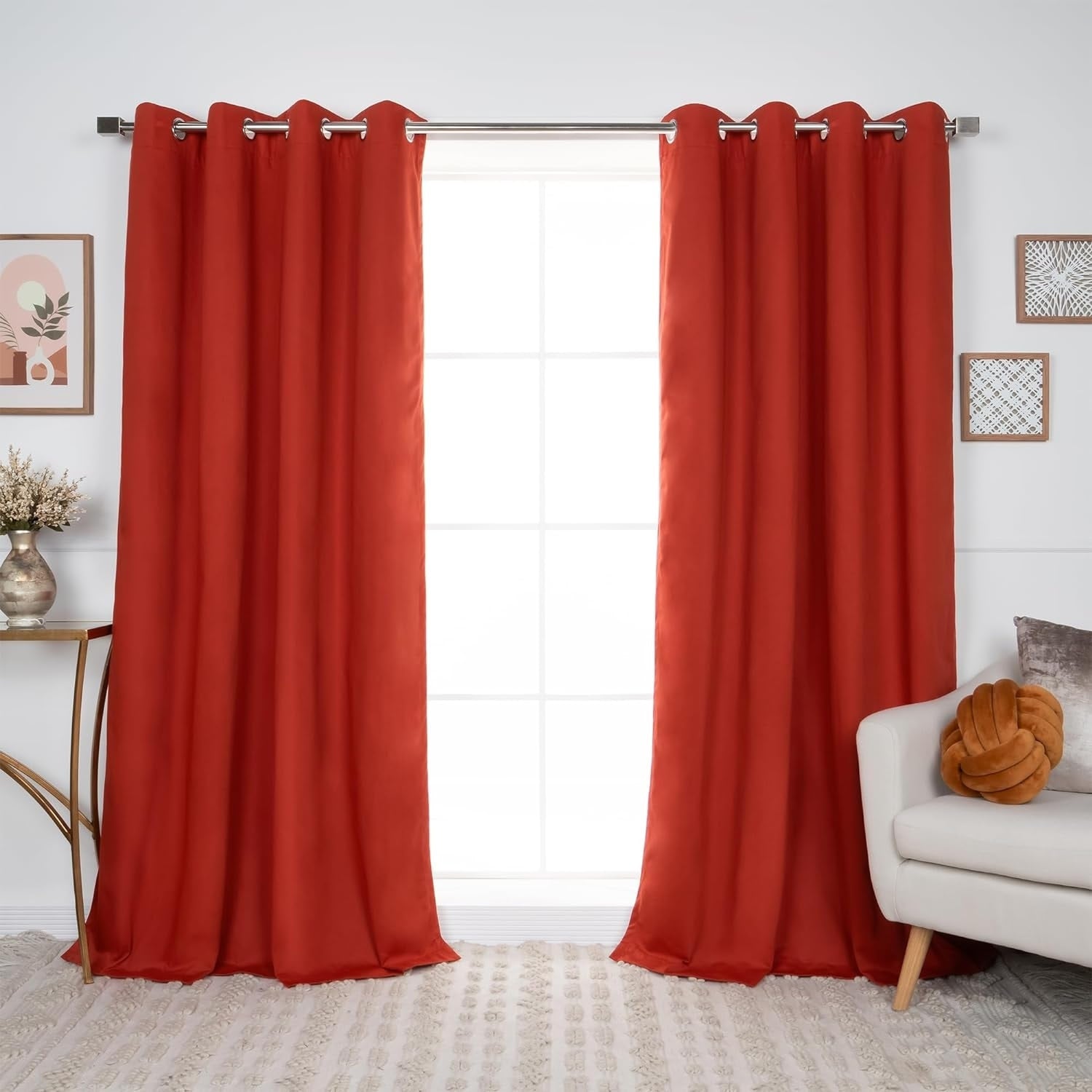 Aurora Home Solid Cotton Blend Blackout Curtain Set of 2