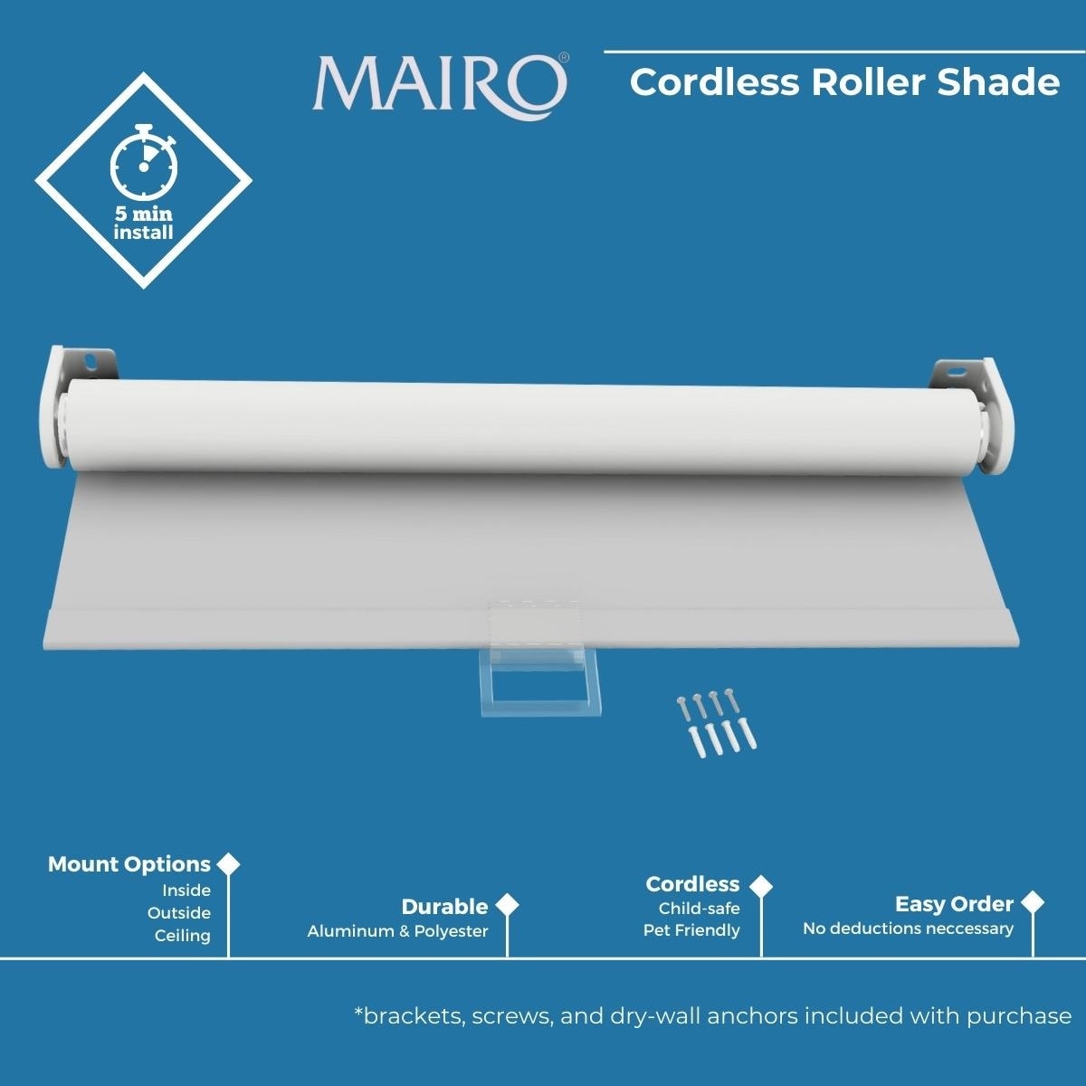 Beige Reflective UV Solar Screen Roller Shade Cordless 74 in. L (Custom Widths Available)