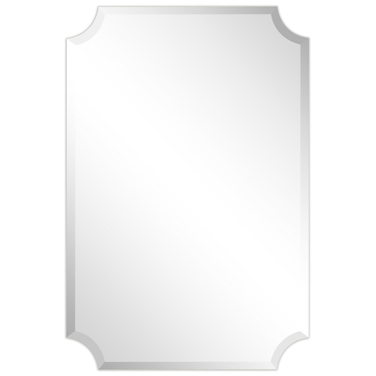 Frameless Rectangle Scalloped Beveled Wall Mirror - Clear