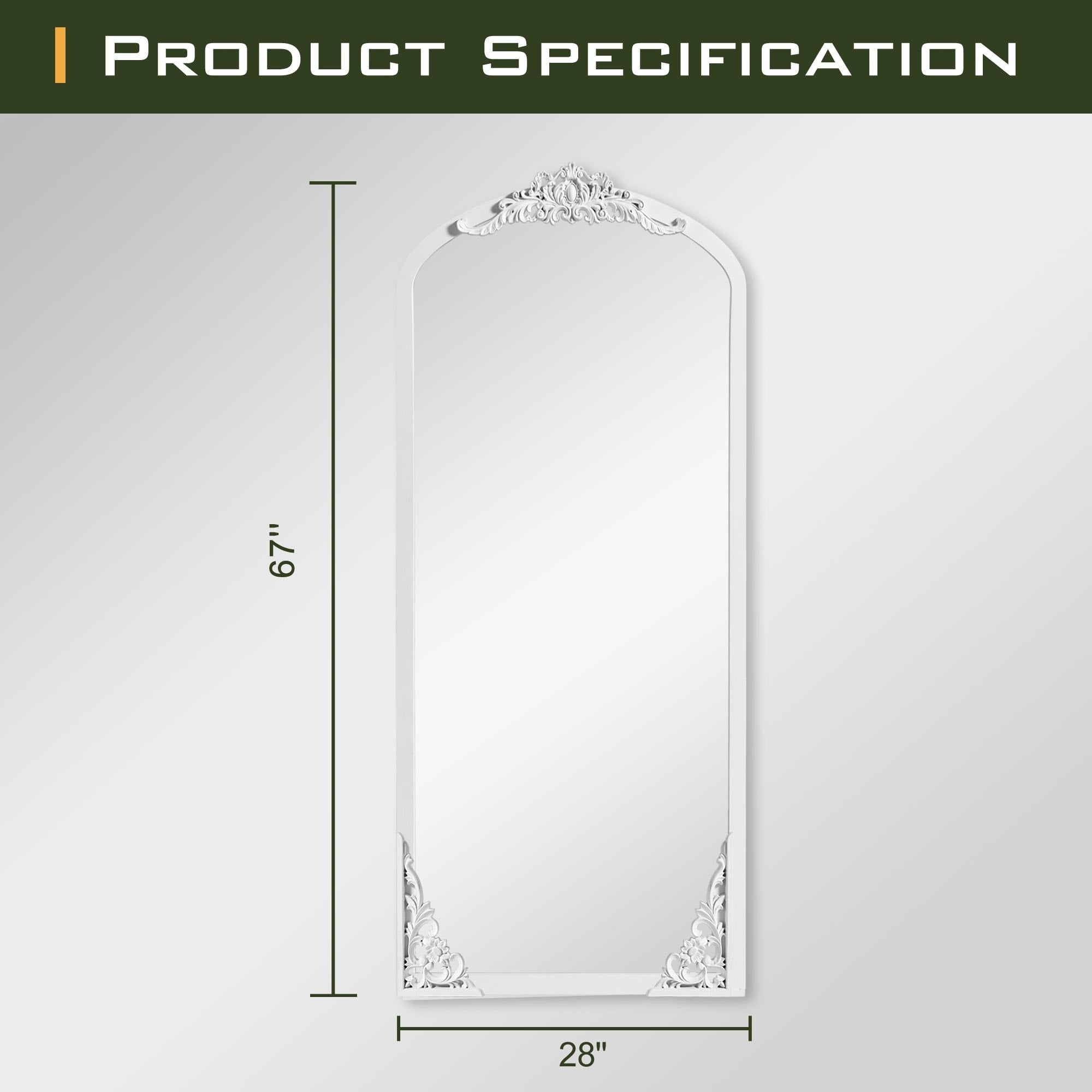 Arched Full-Length Solid Wood Carving Floor Mirror - 67*28