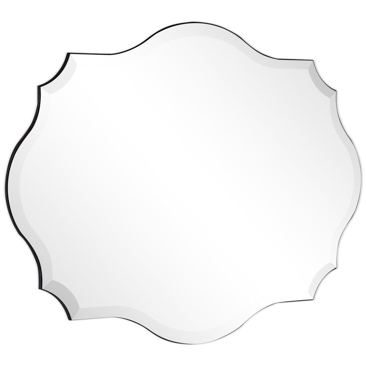 Frameless Beveled Oblong Elegant Scalloped Wall Mirror