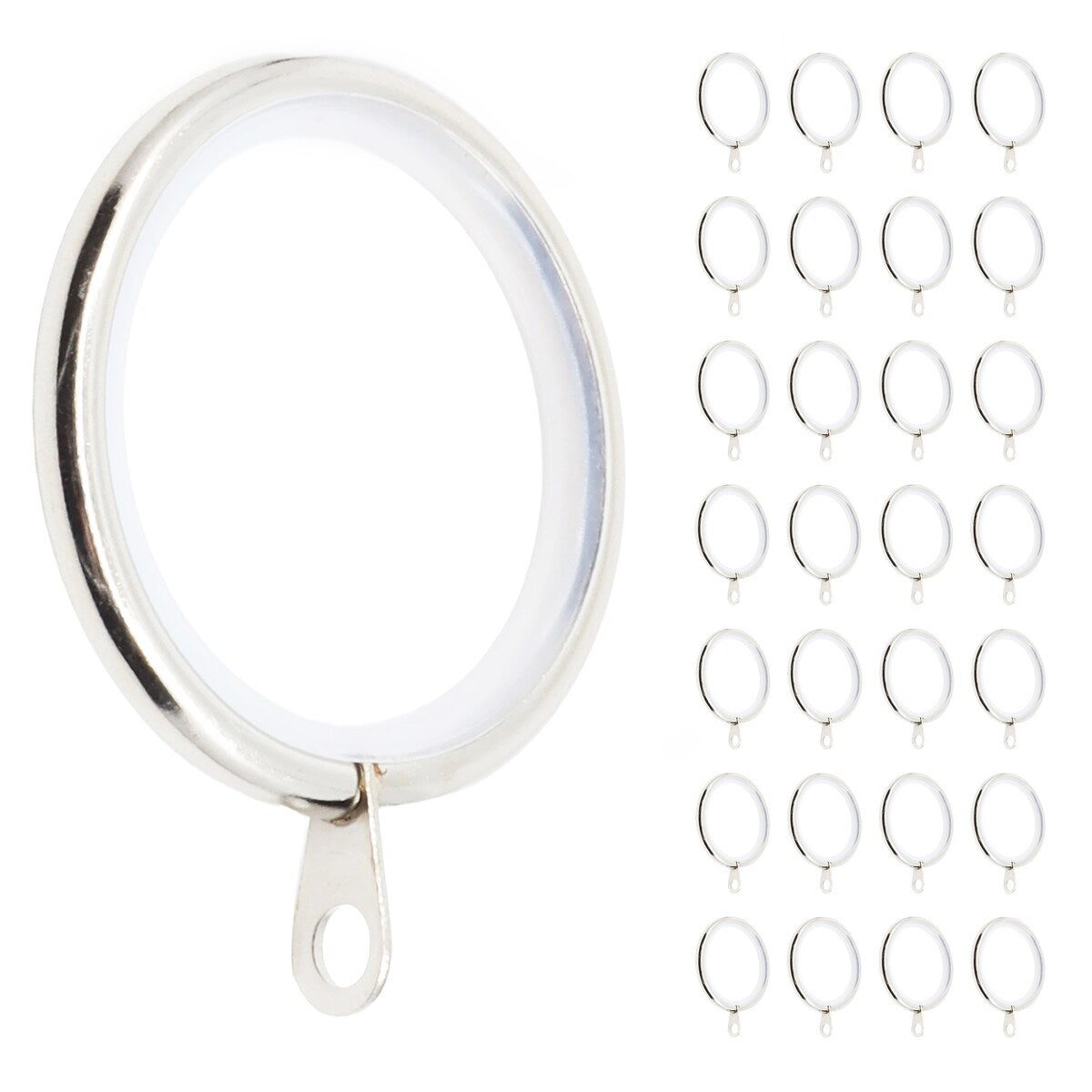 Meriville 1.5-Inch Inner Diameter Metal Curtain Rings with Eyelets and inserts