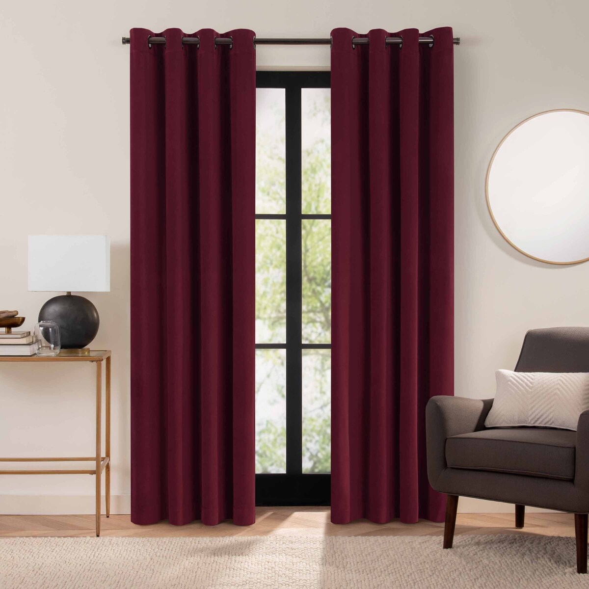 Eclipse Luxury Cotton Velvet 100% Blackout Grommet Curtain Window Panel