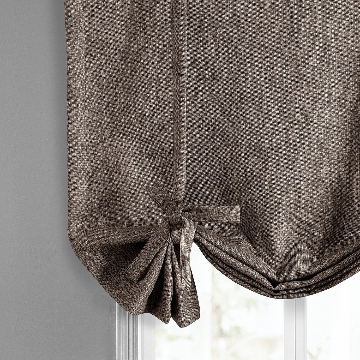 Exclusive Fabrics Faux Linen Room Darkening Tie-Up Window Shade (1 Panel)