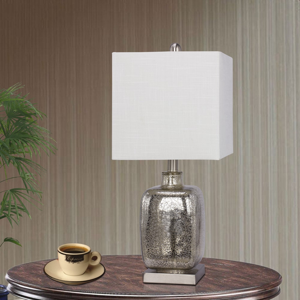 22 Glass & Metal Table Lamp in Silver