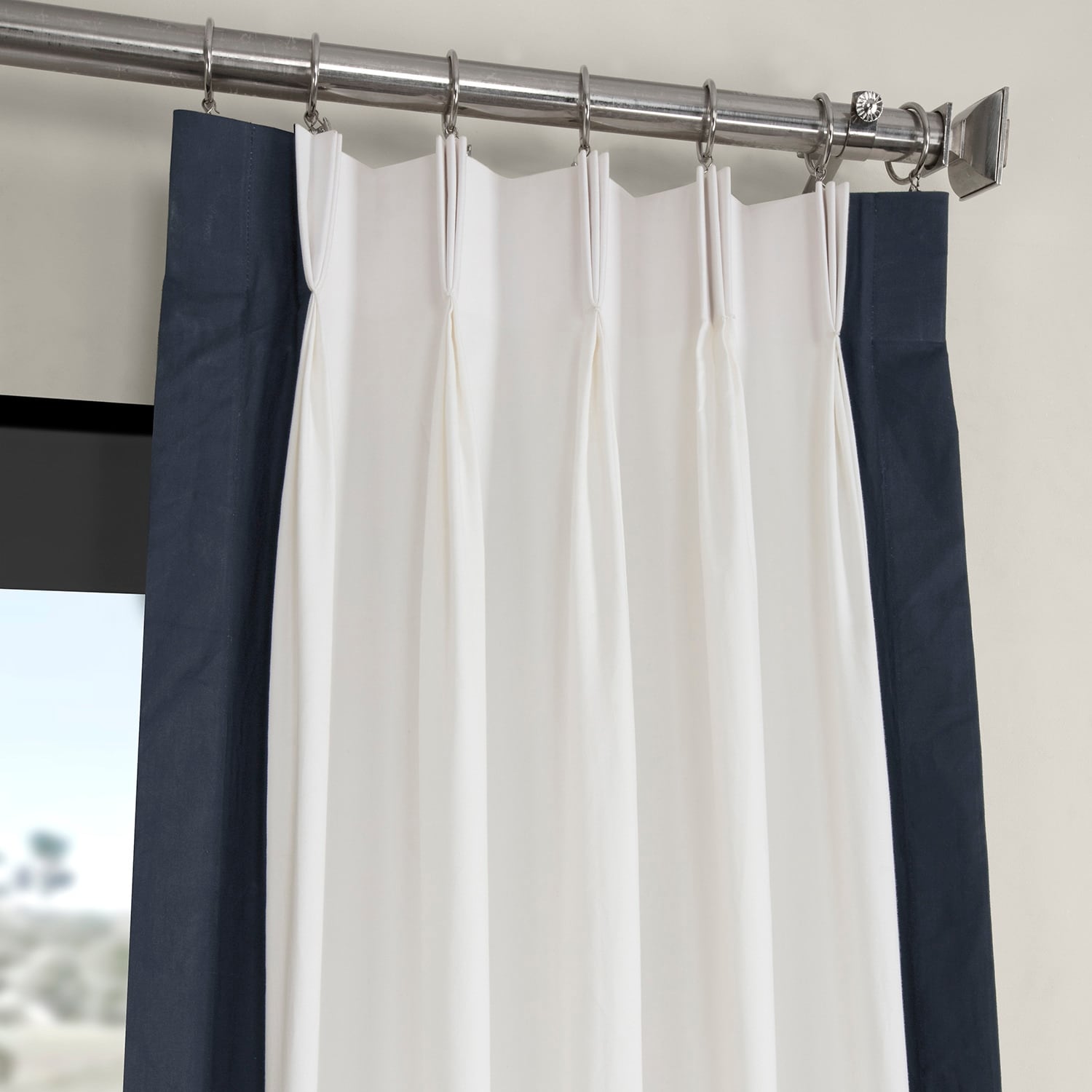 Exclusive Fabrics Modern Color block Cotton Vertical Pleated Curtain (1 Panel) - Luxury Home Decor curtains