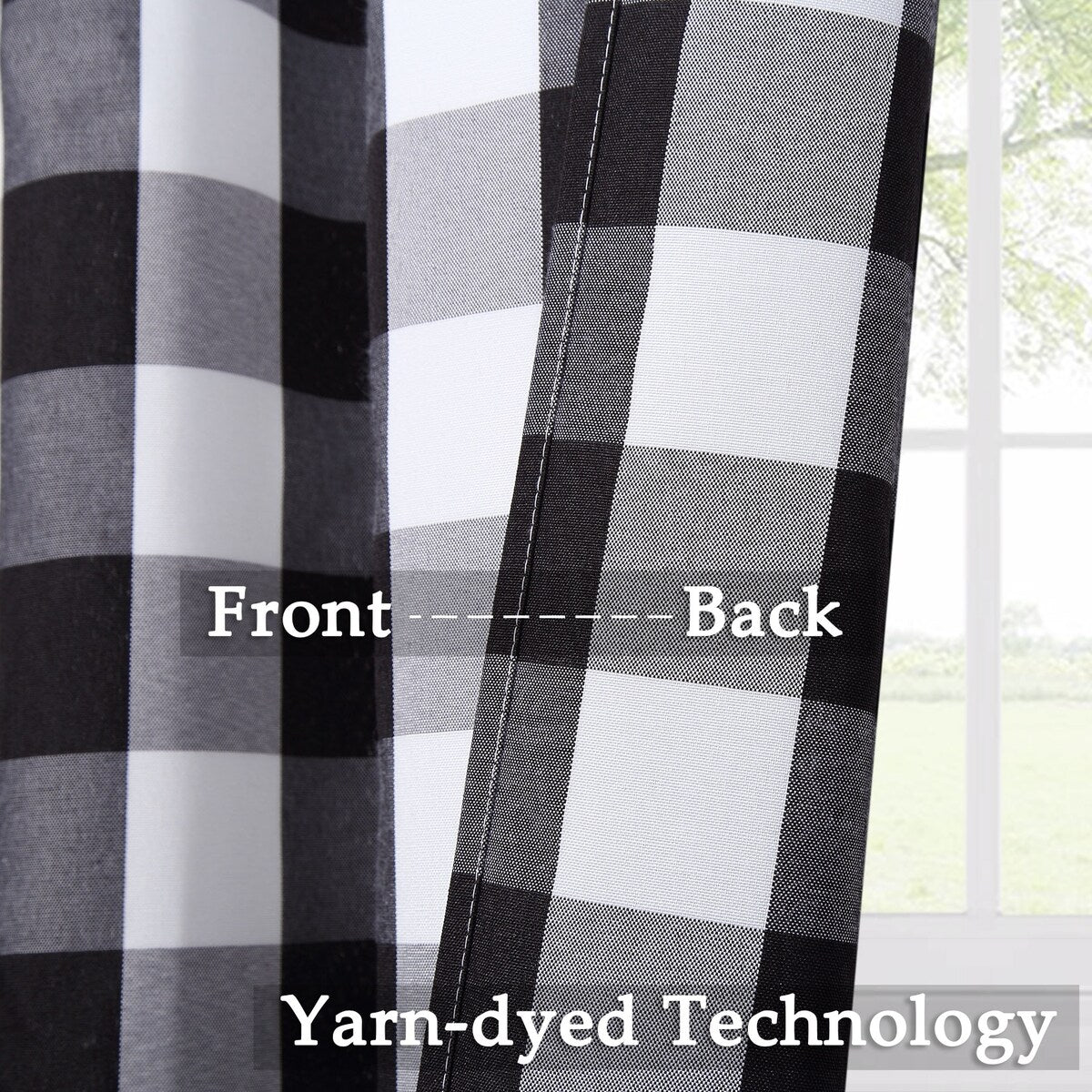 Garvee Buffalo Checker Plaid Curtain Yarn Dyed Fabric Light Filtering Drapes, 2 Panels