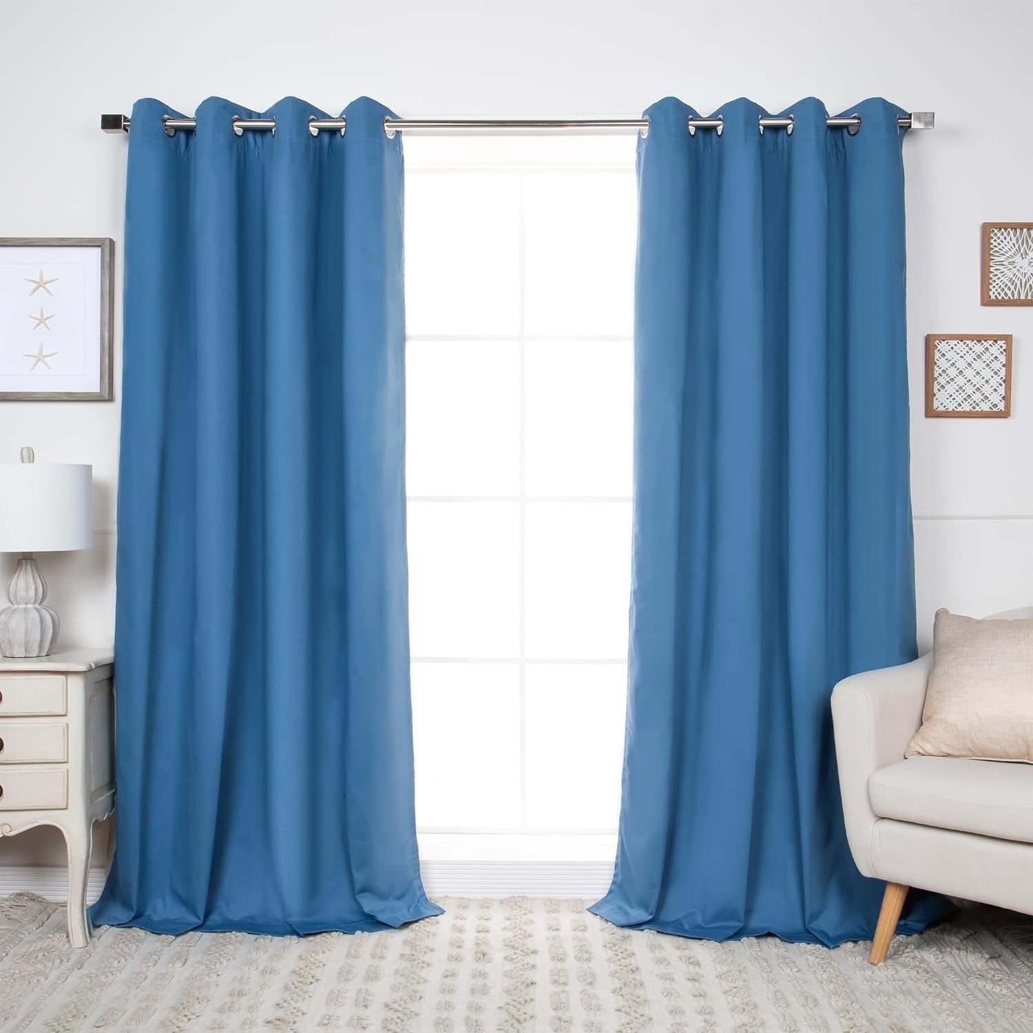 Aurora Home Solid Cotton Blend Blackout Curtain Set of 2