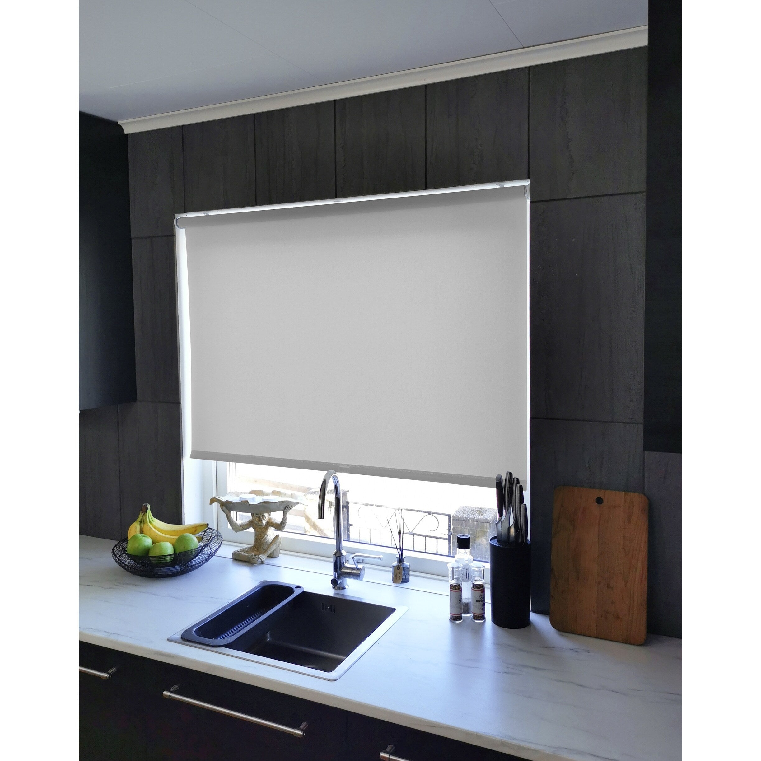 Light Gray Light Filtering Roller Shade Cordless 74 in. L (Custom Widths Available)