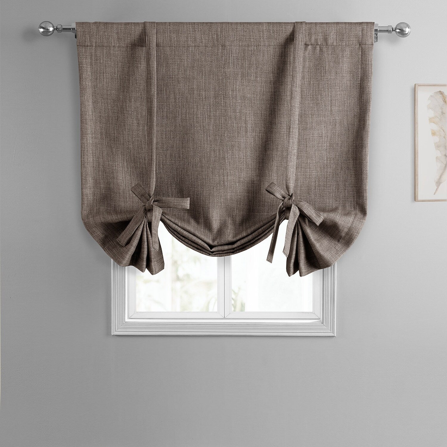 Exclusive Fabrics Faux Linen Room Darkening Tie-Up Window Shade (1 Panel)