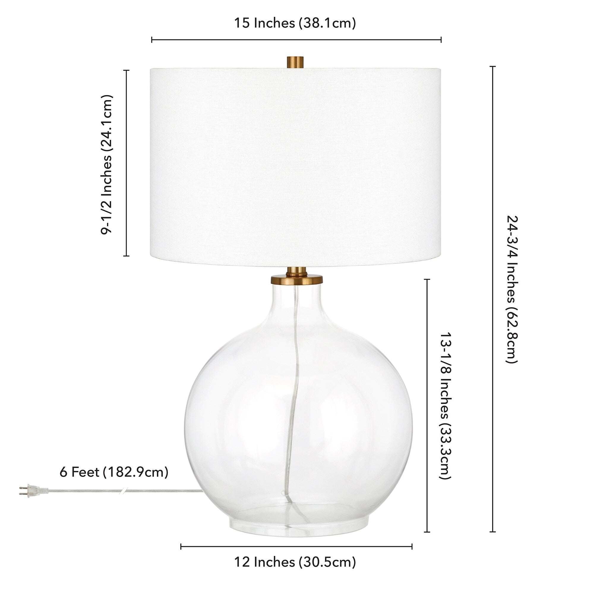 Laelia Clear Glass Table Lamp with Brass Accents