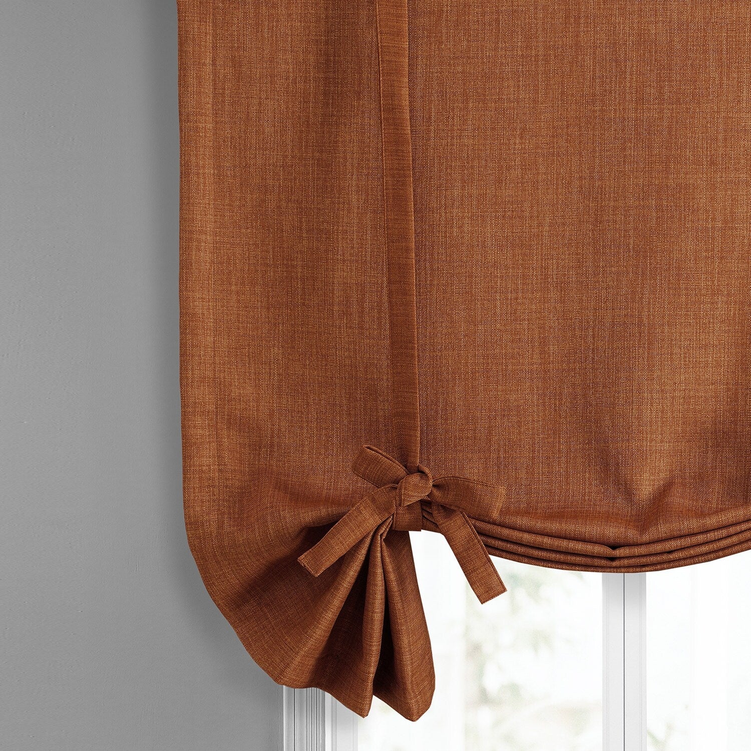 Exclusive Fabrics Faux Linen Room Darkening Tie-Up Window Shade (1 Panel)