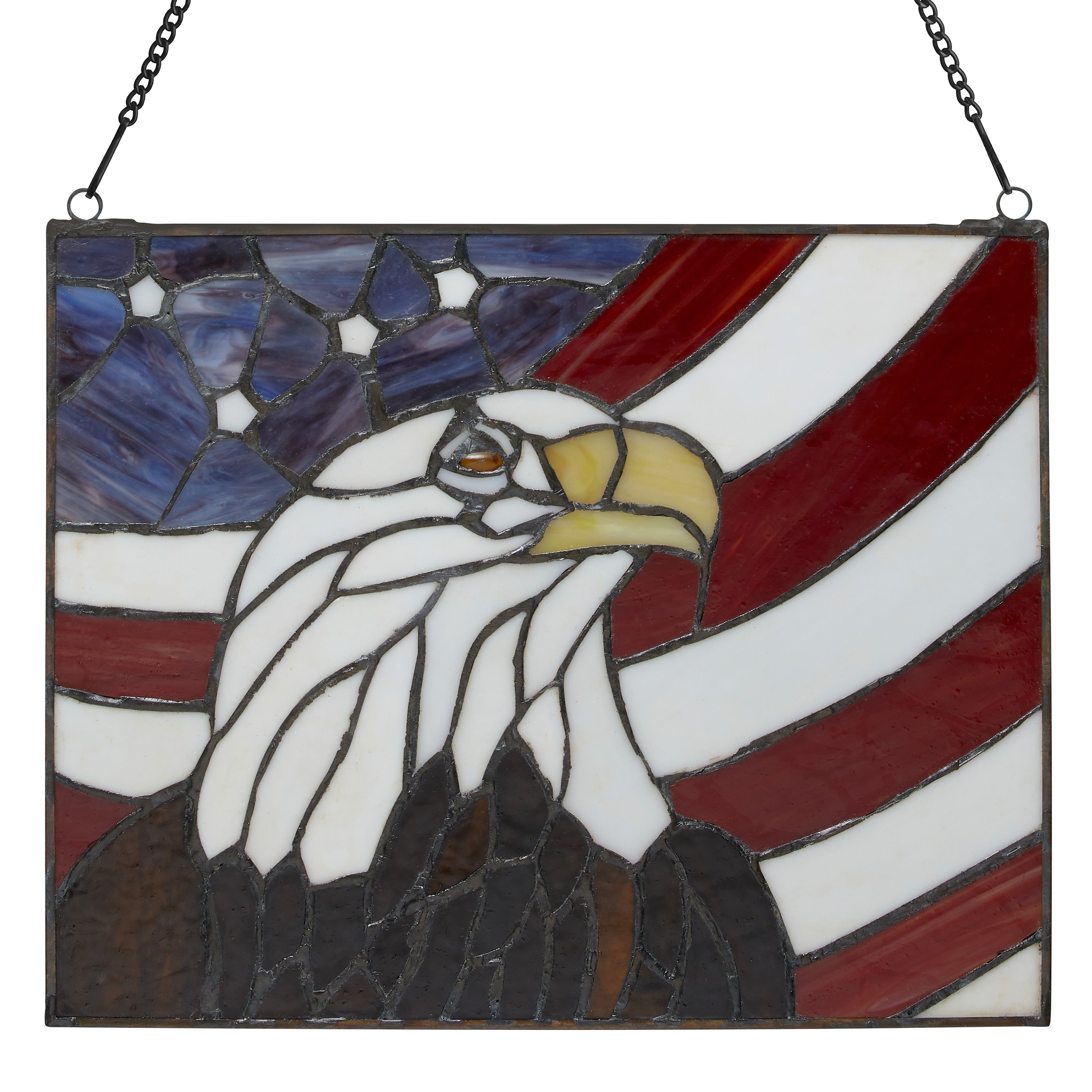 River of Goods Bald Eagle Stars and Stripes River of Goods Stained Glass Window Panel - 12 x 0.25 x 9.5