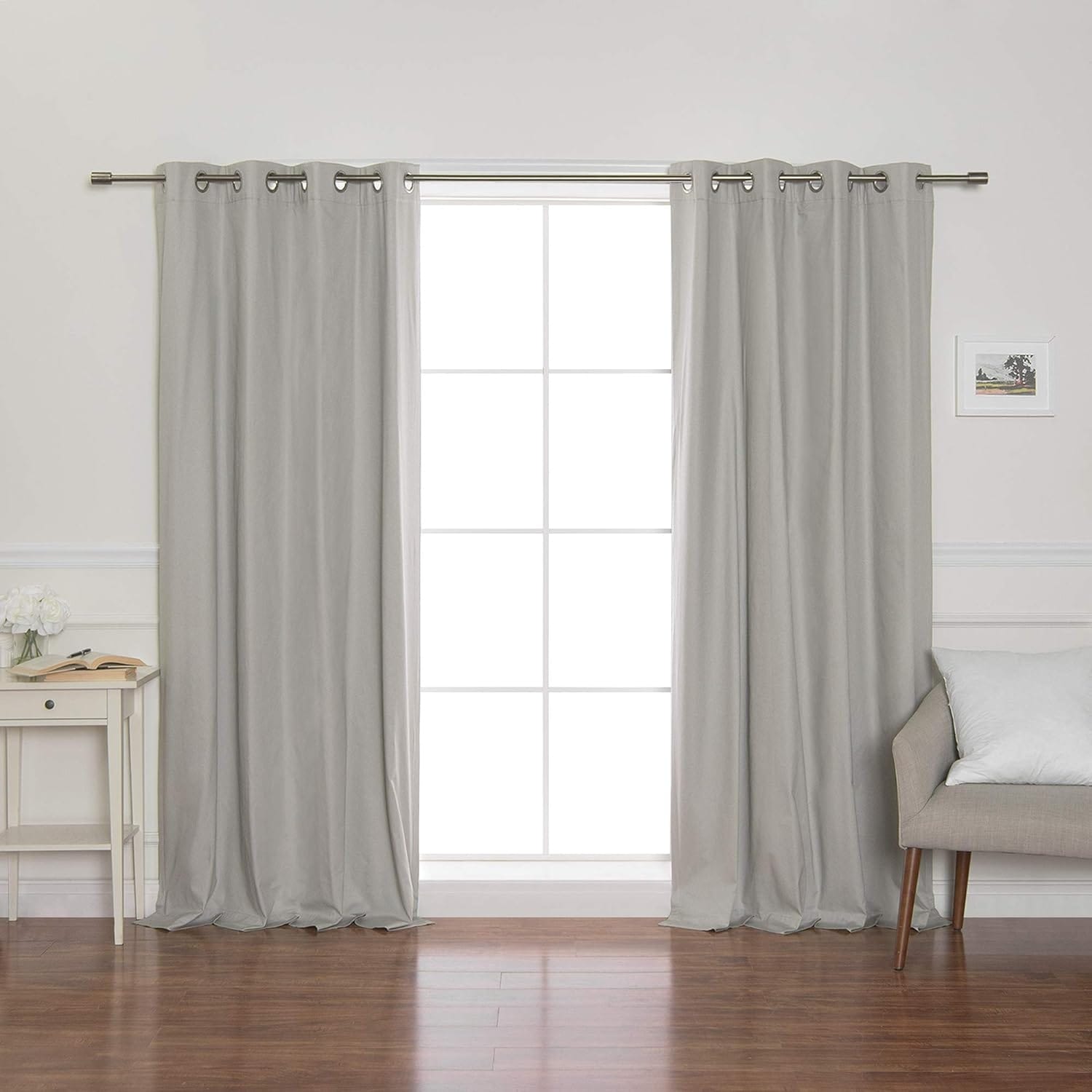 Aurora Home Solid Cotton Blend Blackout Curtain Set of 2