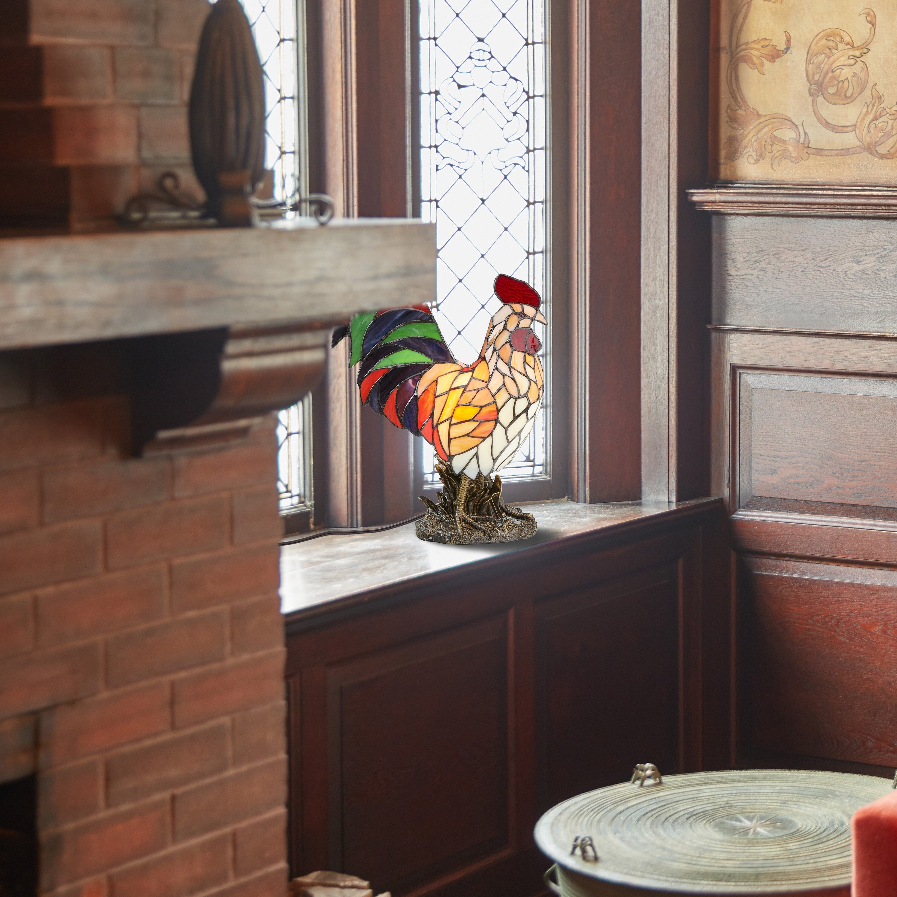 The Gray Barn Tara Multicolor Resin 15.5-inch Rooster Stained Glass Accent Lamp - 12.5L x 7.0W x 15H