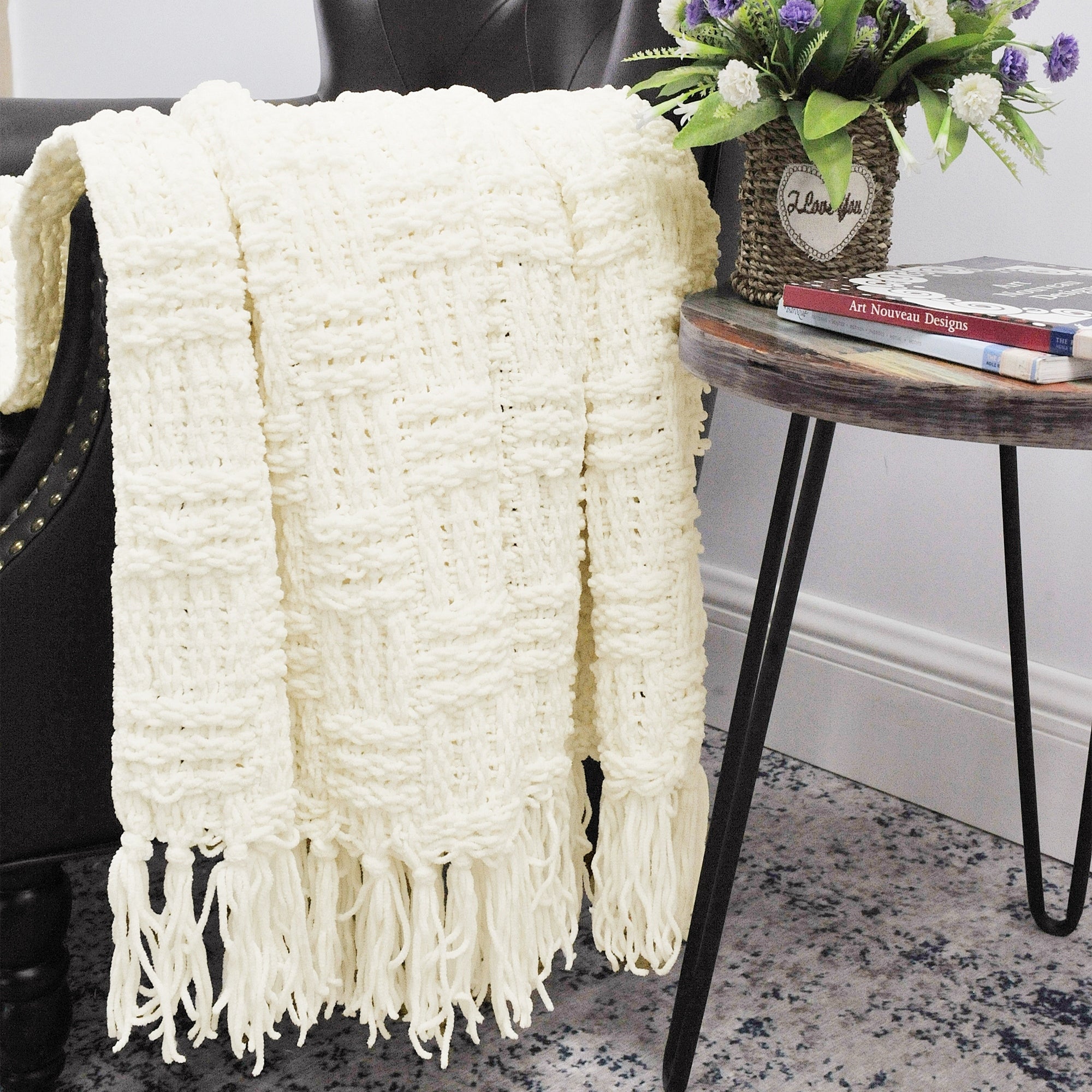 Cable Knitted Couch Cover Throw Blanket