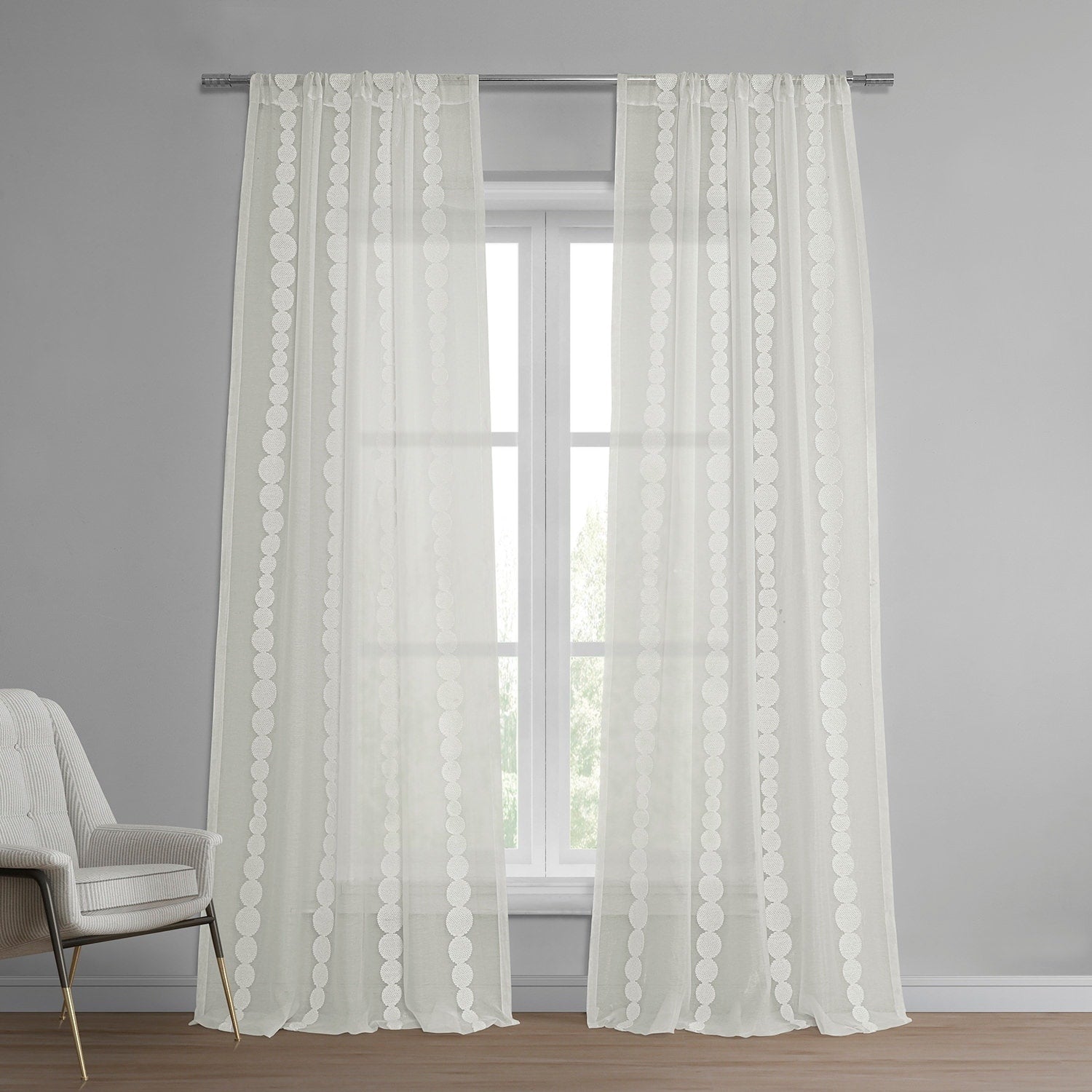 Exclusive Fabrics Cleopatra Embroidered Sheer Curtain (1 Panel)