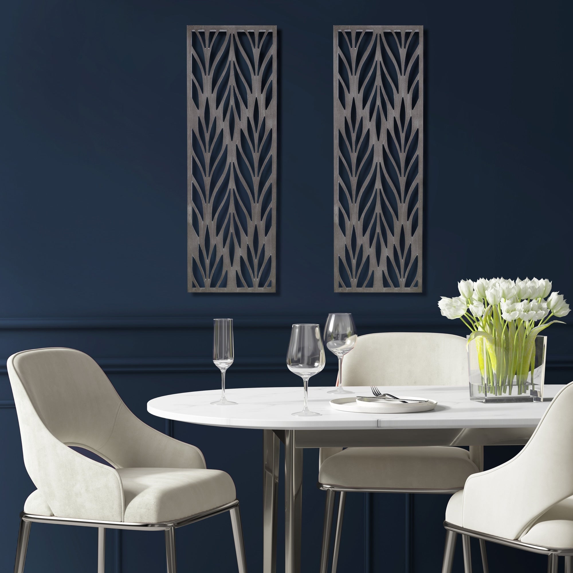 Madison Park Florian Grey Laser Cut Wood 2-piece Panel Wall Decor Set