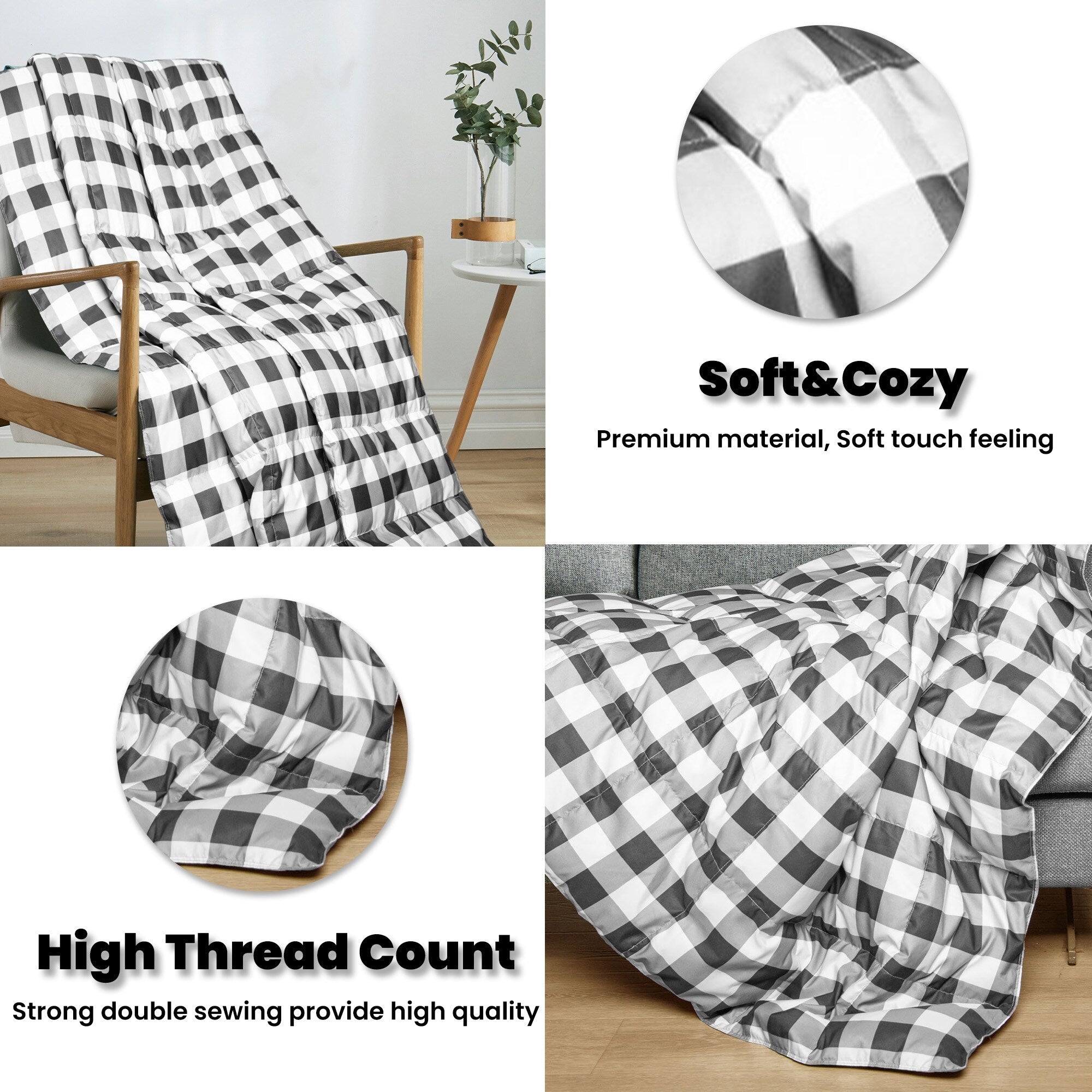 Indoor/Outdoor Throw Blanket with Natural Down and Ultra Feather Fill