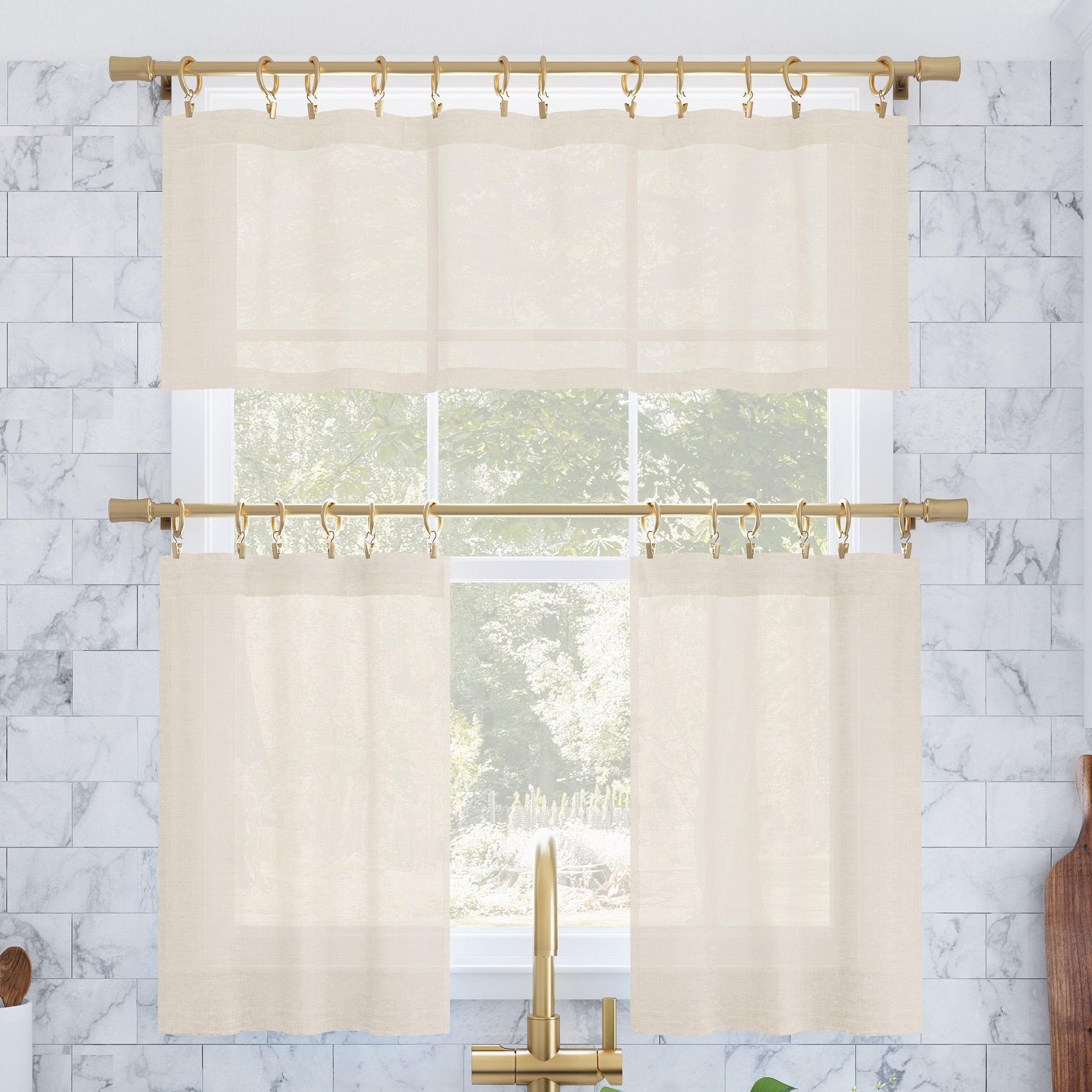 Archaeo Slub Textured Linen Blend Cafe Curtain Pair