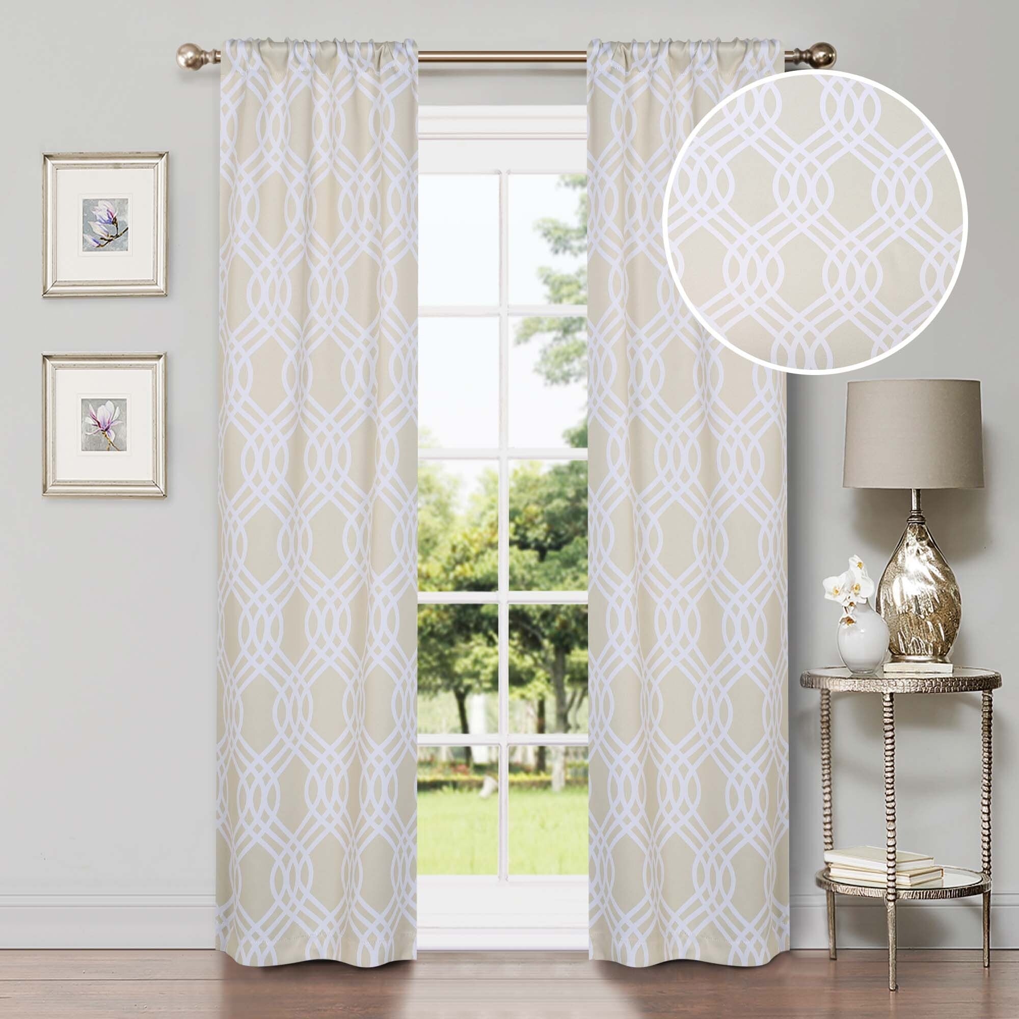 Superior Ribbon Washable Room Darkening Curtains, Set of 2 Panels