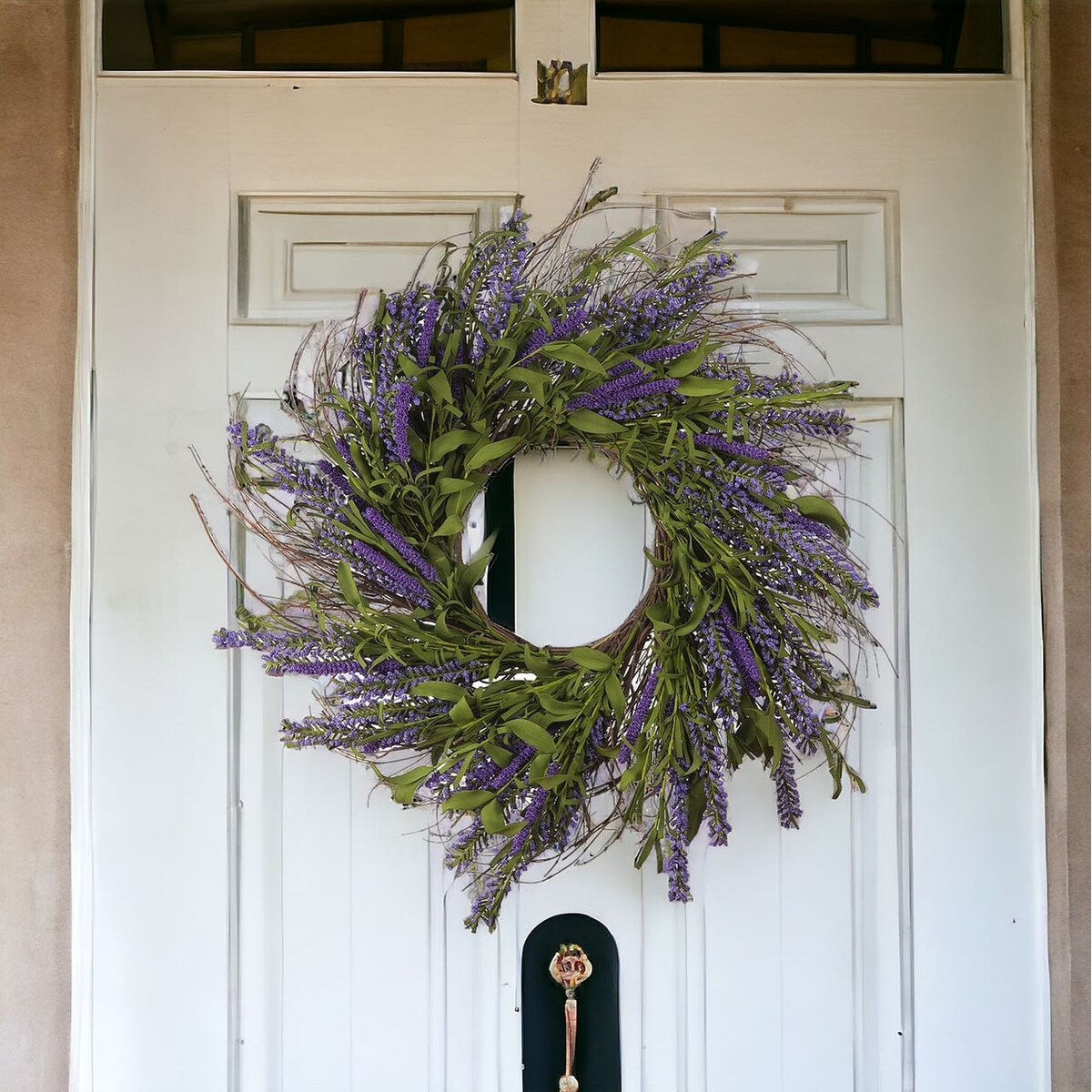 24 Mixed Artificial Lavender Flower Wreath for Front Door Home Wall Wedding Festival Farmhouse Holiday Decor