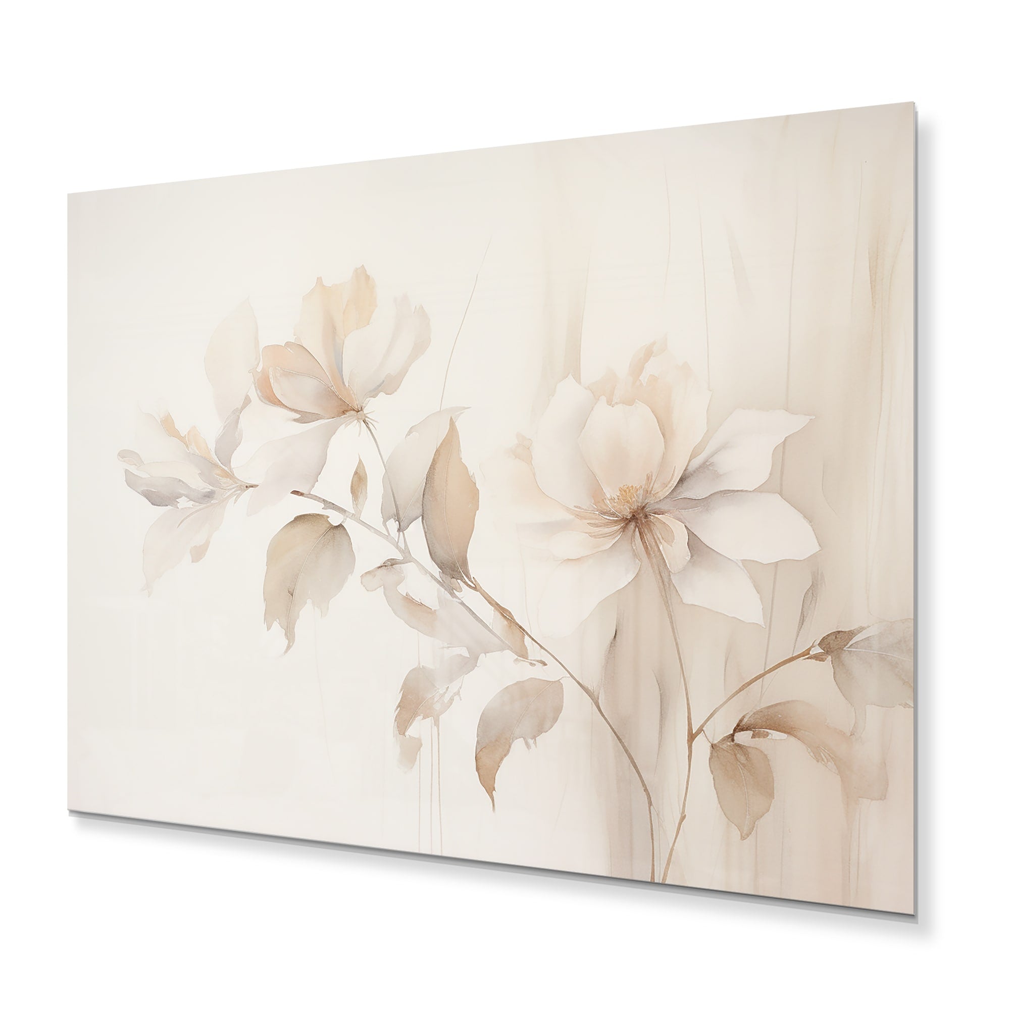 Designart White Botanical Elegance II Abstract Botanicals Metal Wall Art Prints