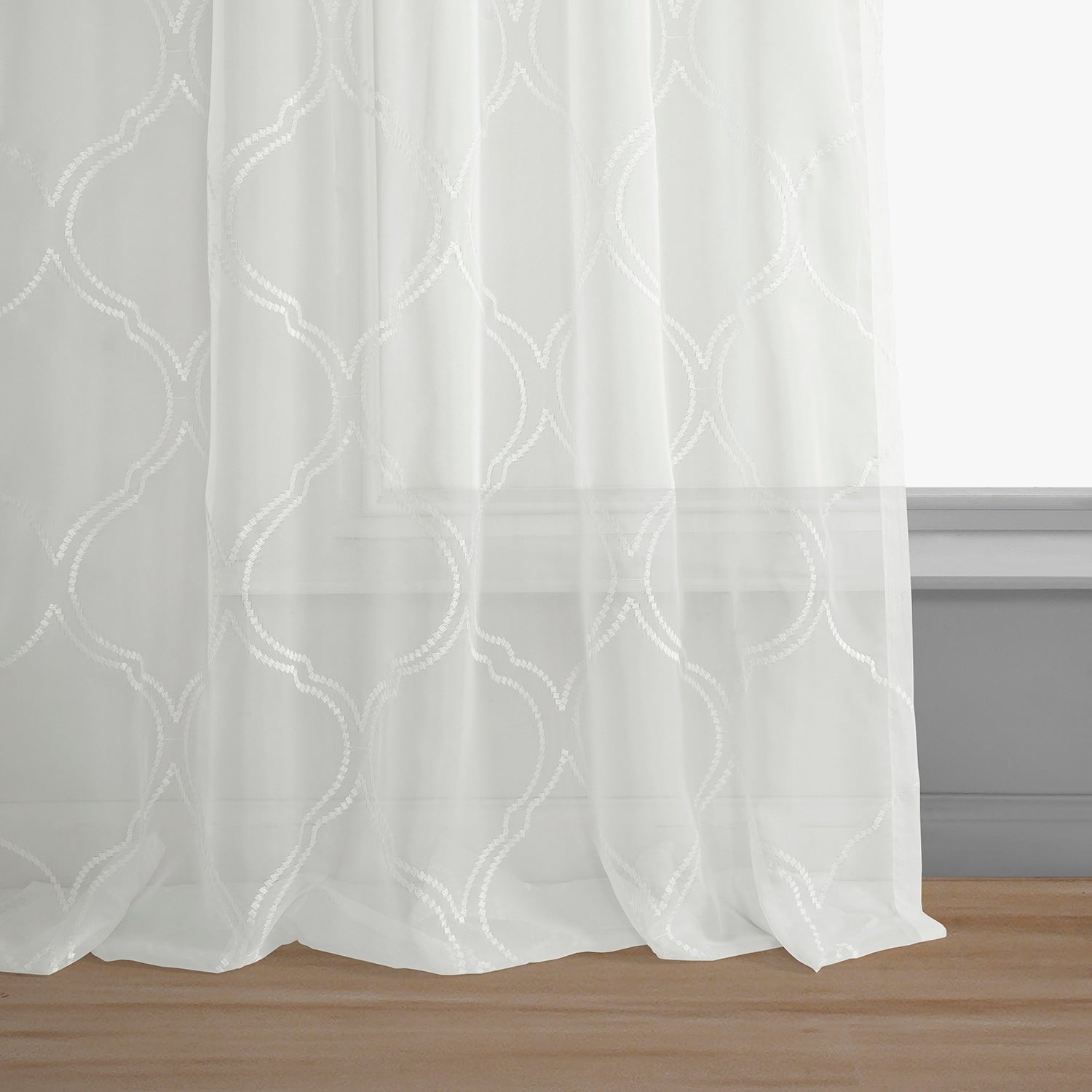 Exclusive Fabrics Florentina White Embroidered Sheer Rod Pocket Curtain (1 Panel)