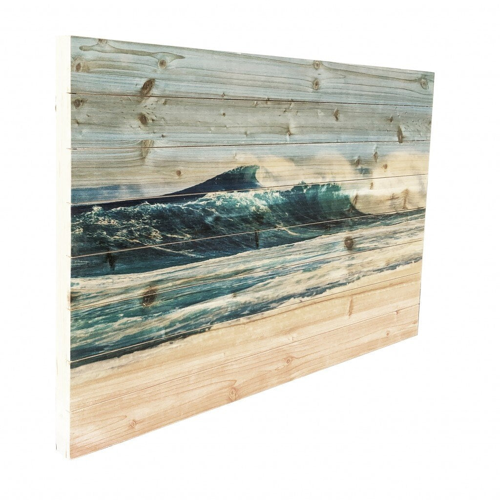 Crashing Waves on the Shoreline Wood Plank Wall Art